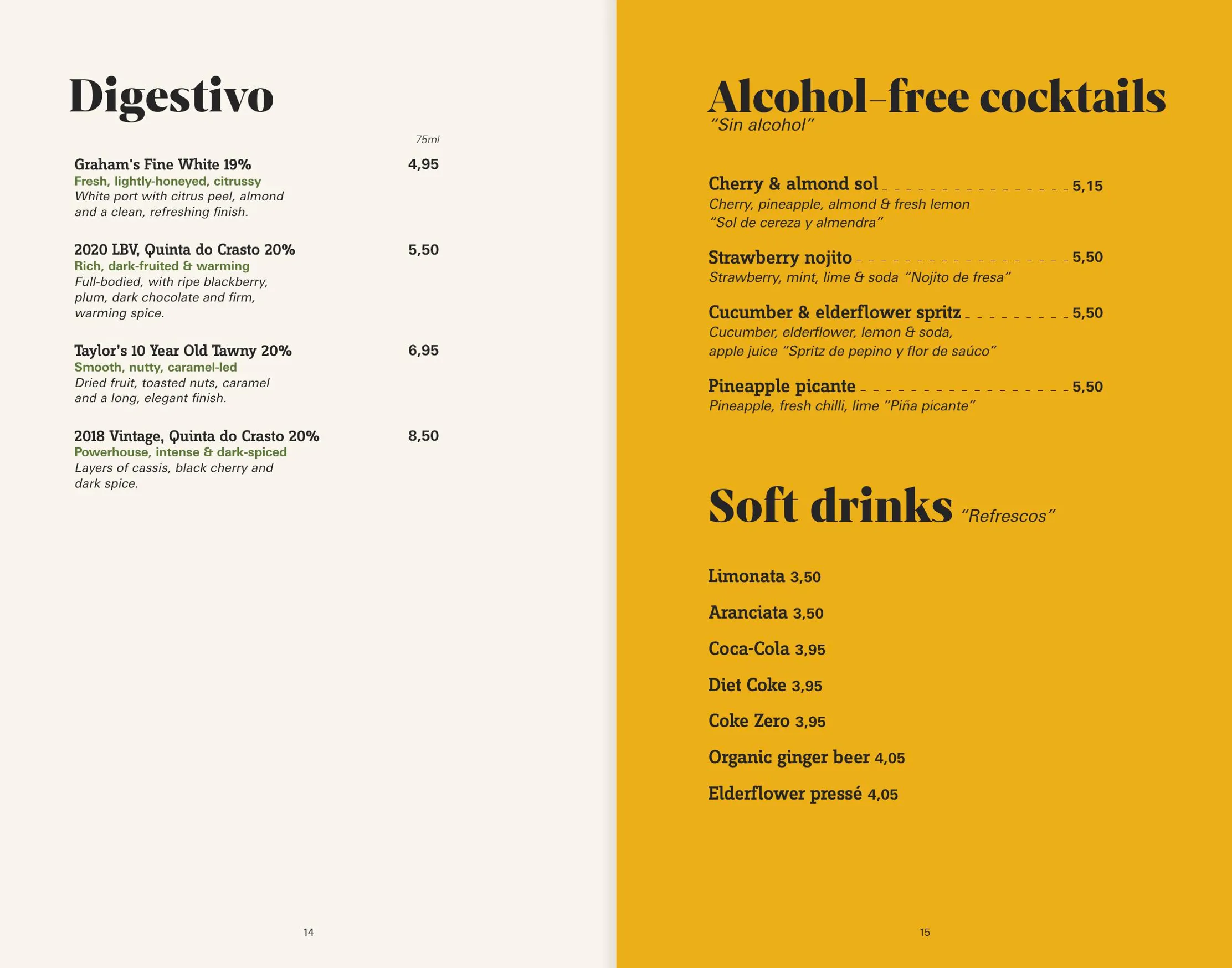 baresca menu, page 9