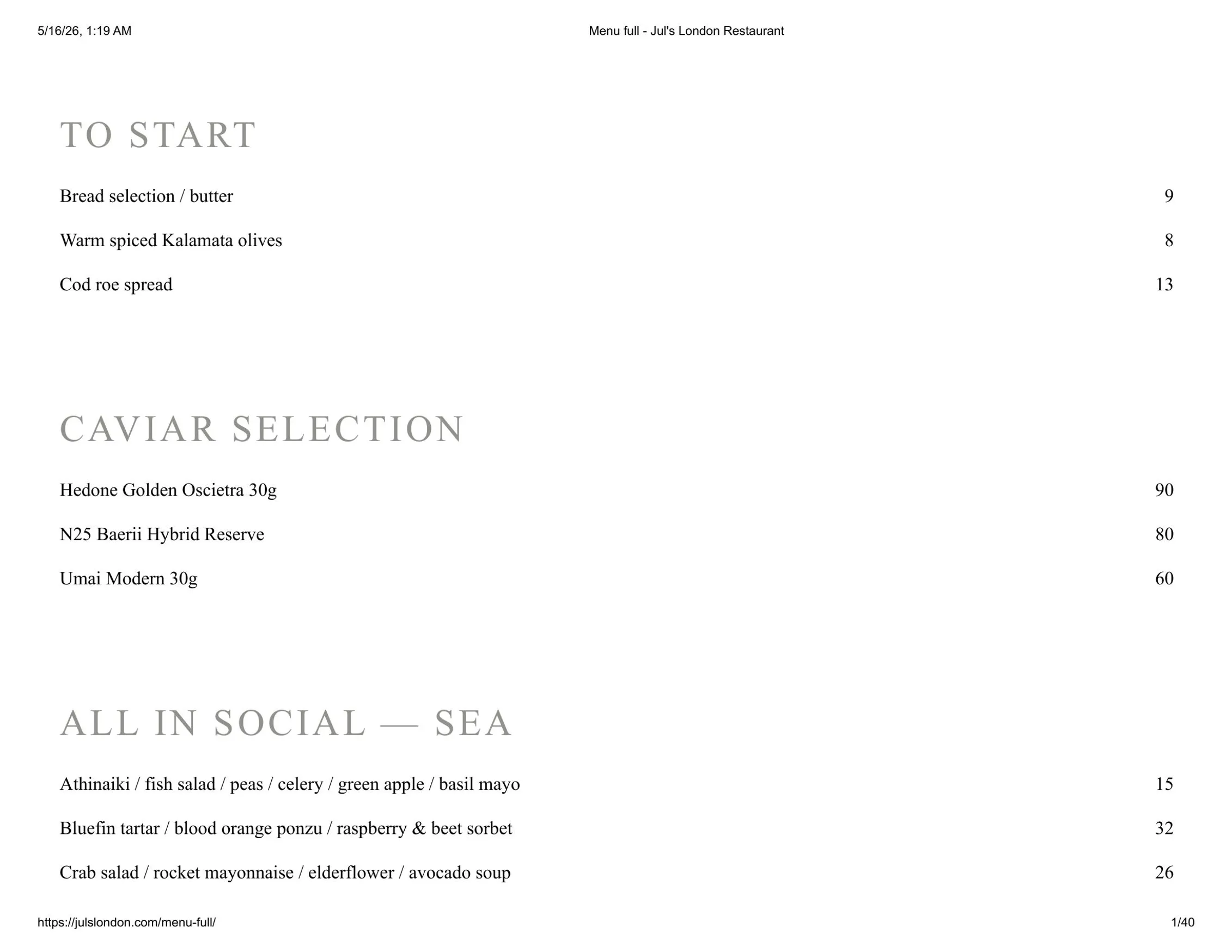 Jul's menu, page 1
