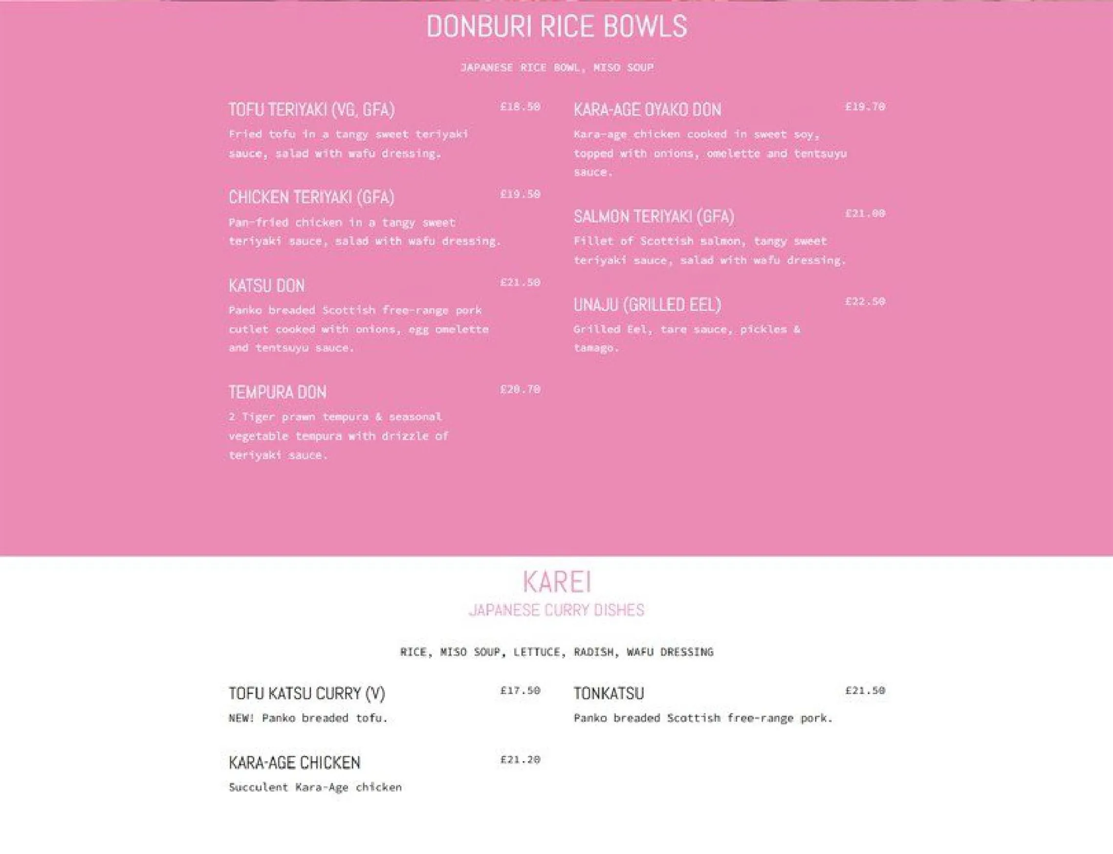 Harajuku Kitchen menu, page 3