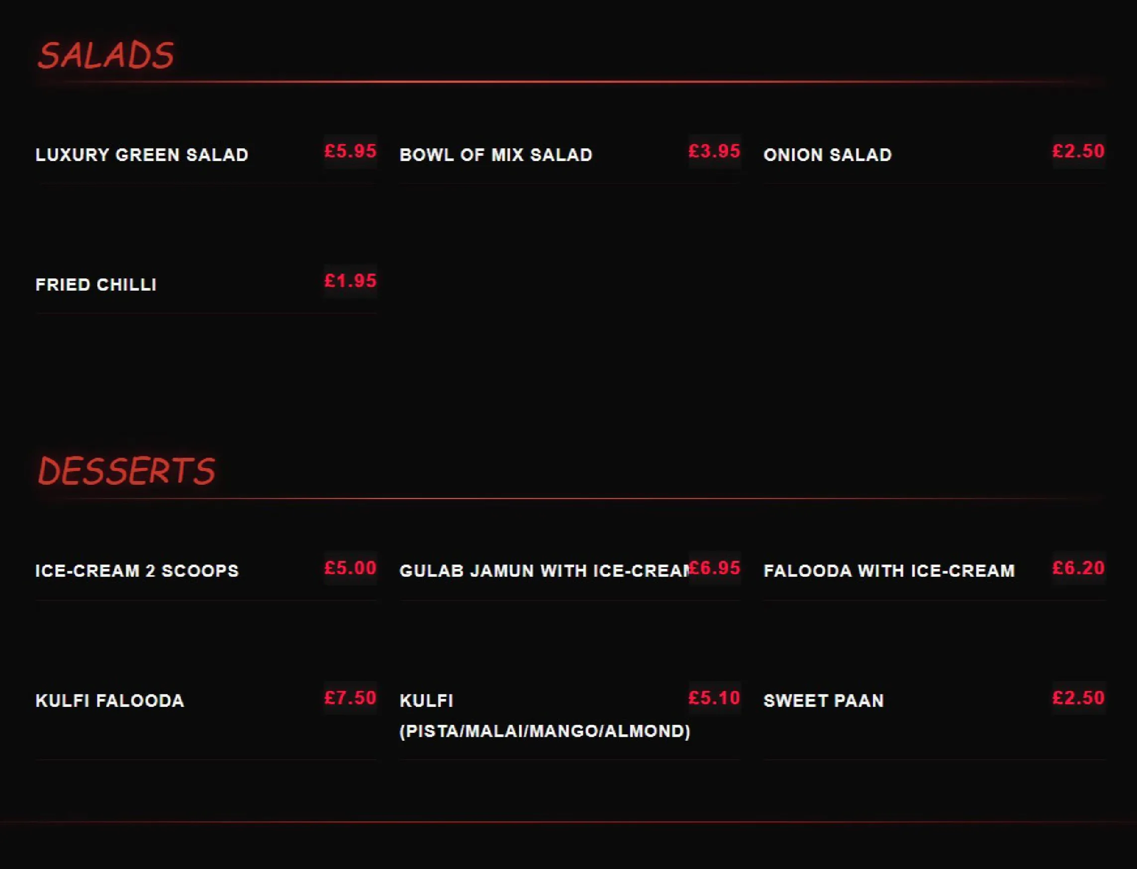 Sugar & Spice Lounge menu, page 4