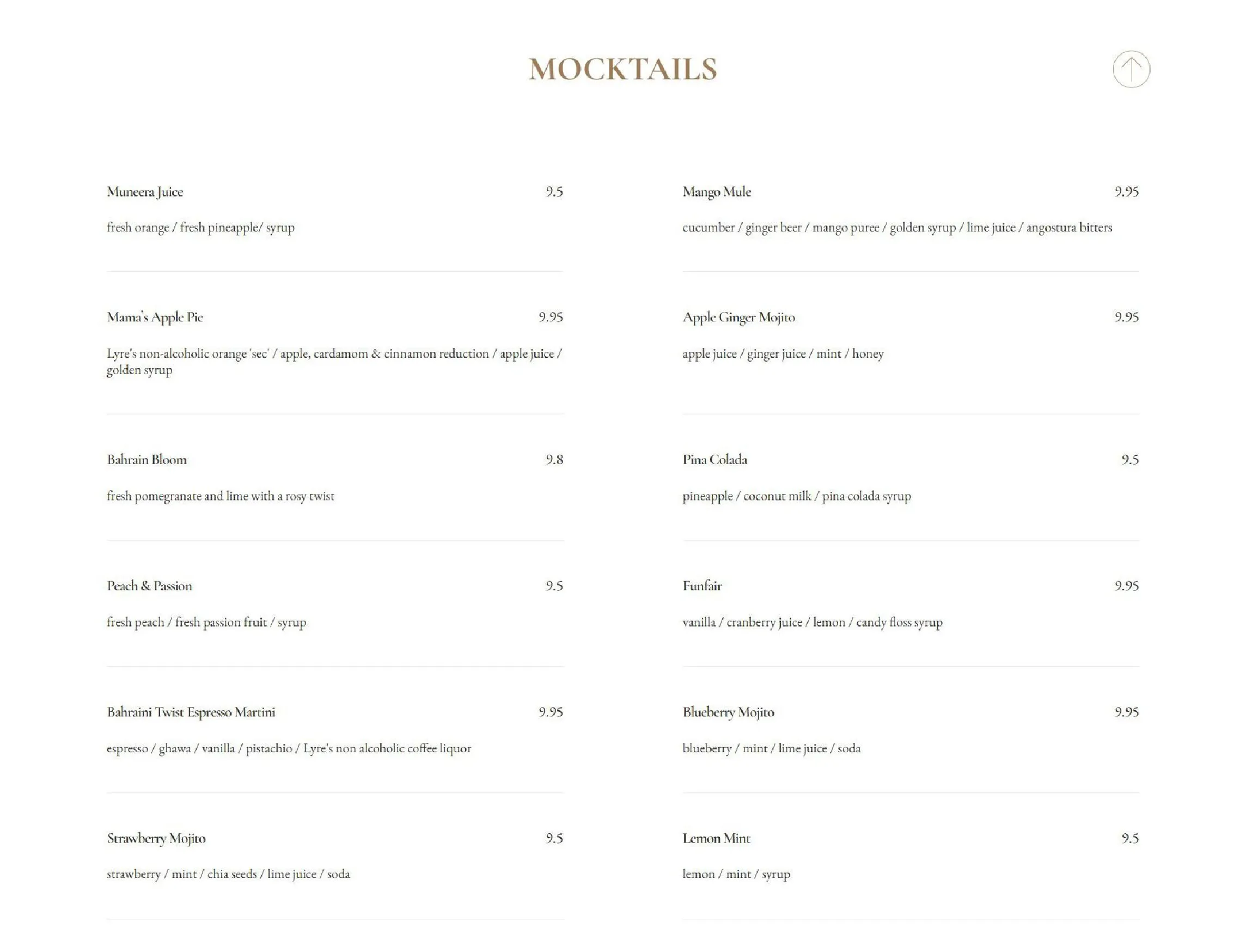 Villa Mamas menu, page 5
