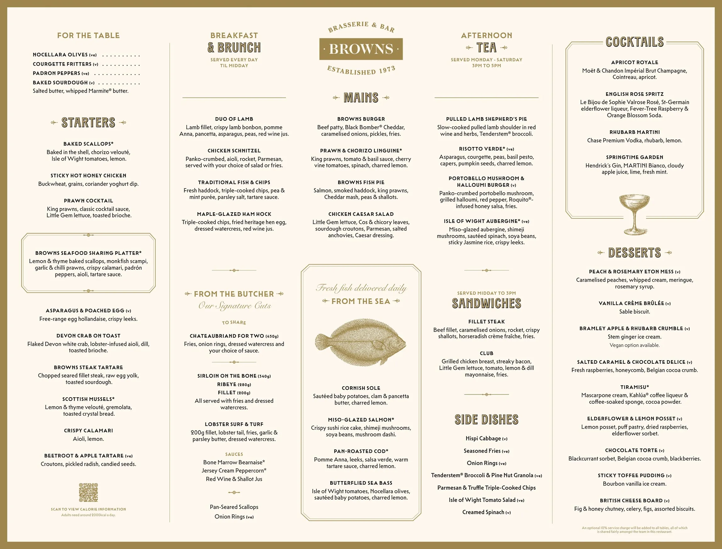 Browns menu, page 1