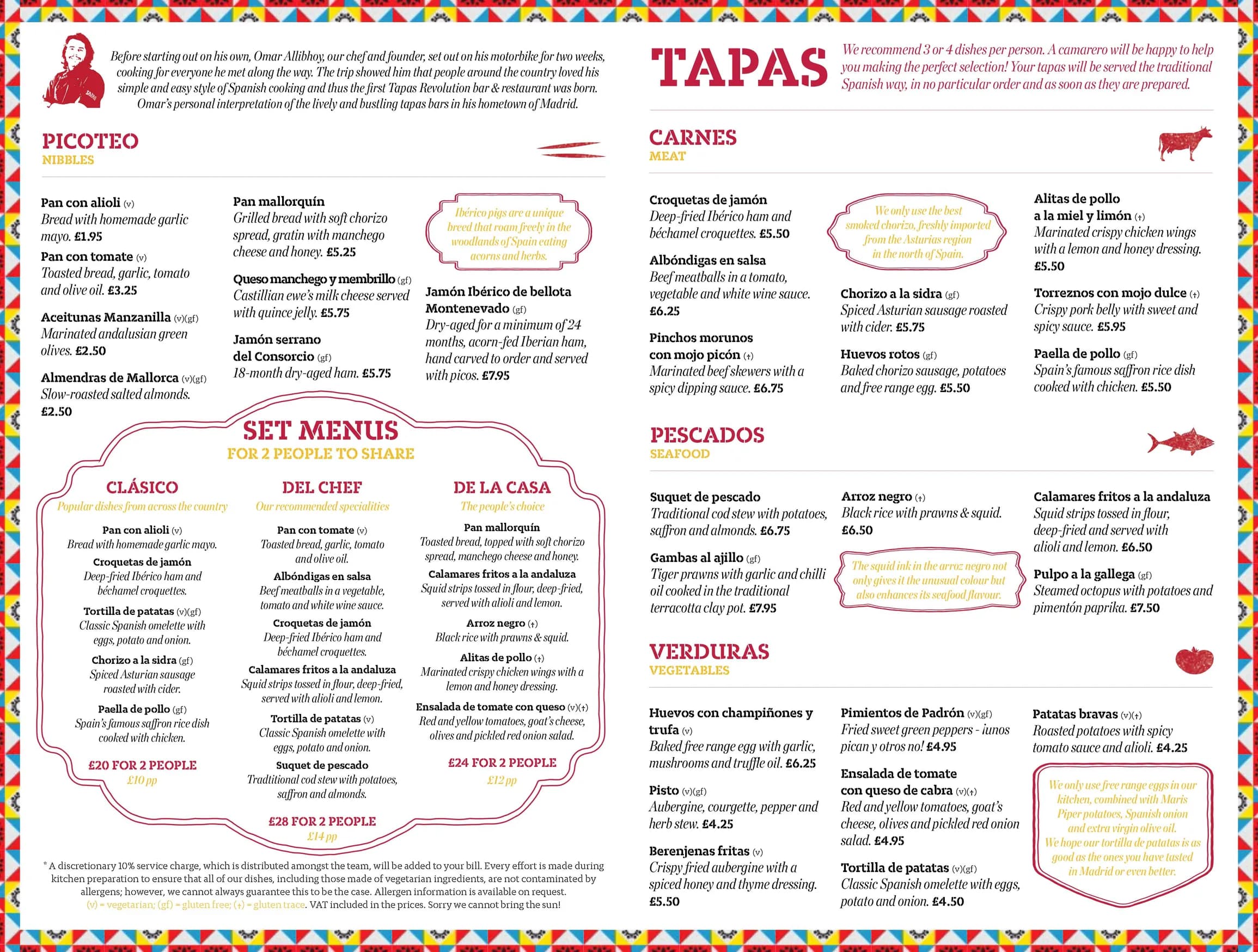 Tapas Revolution menu, page 1