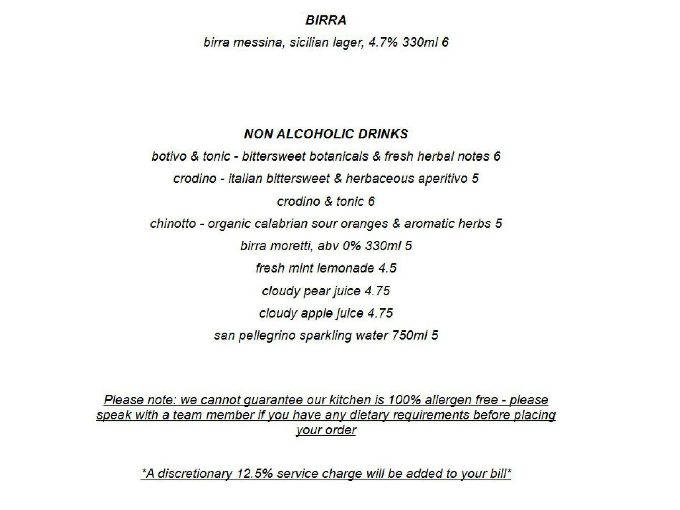 CIRO'S menu, page 7