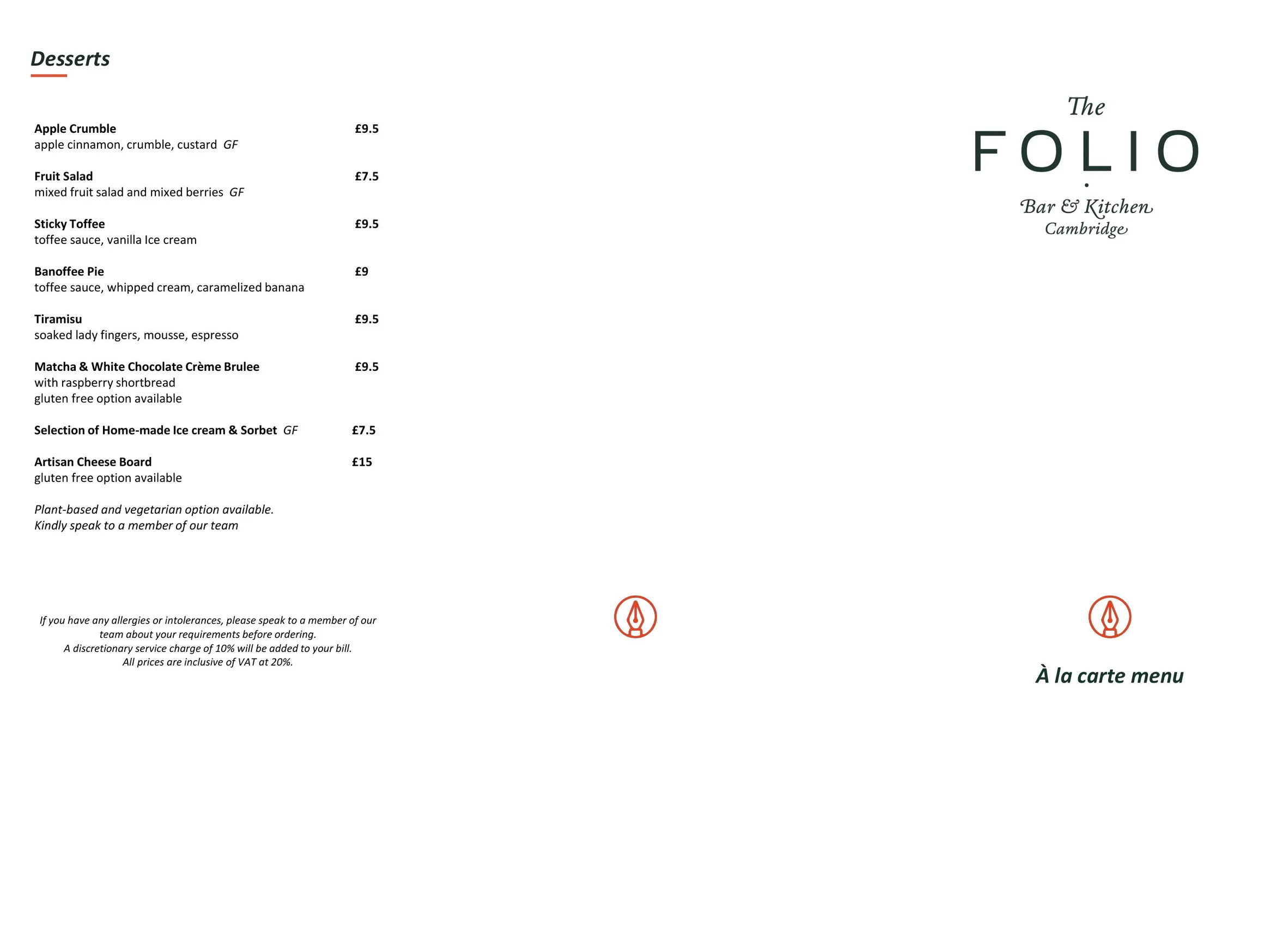 The Folio menu, page 1