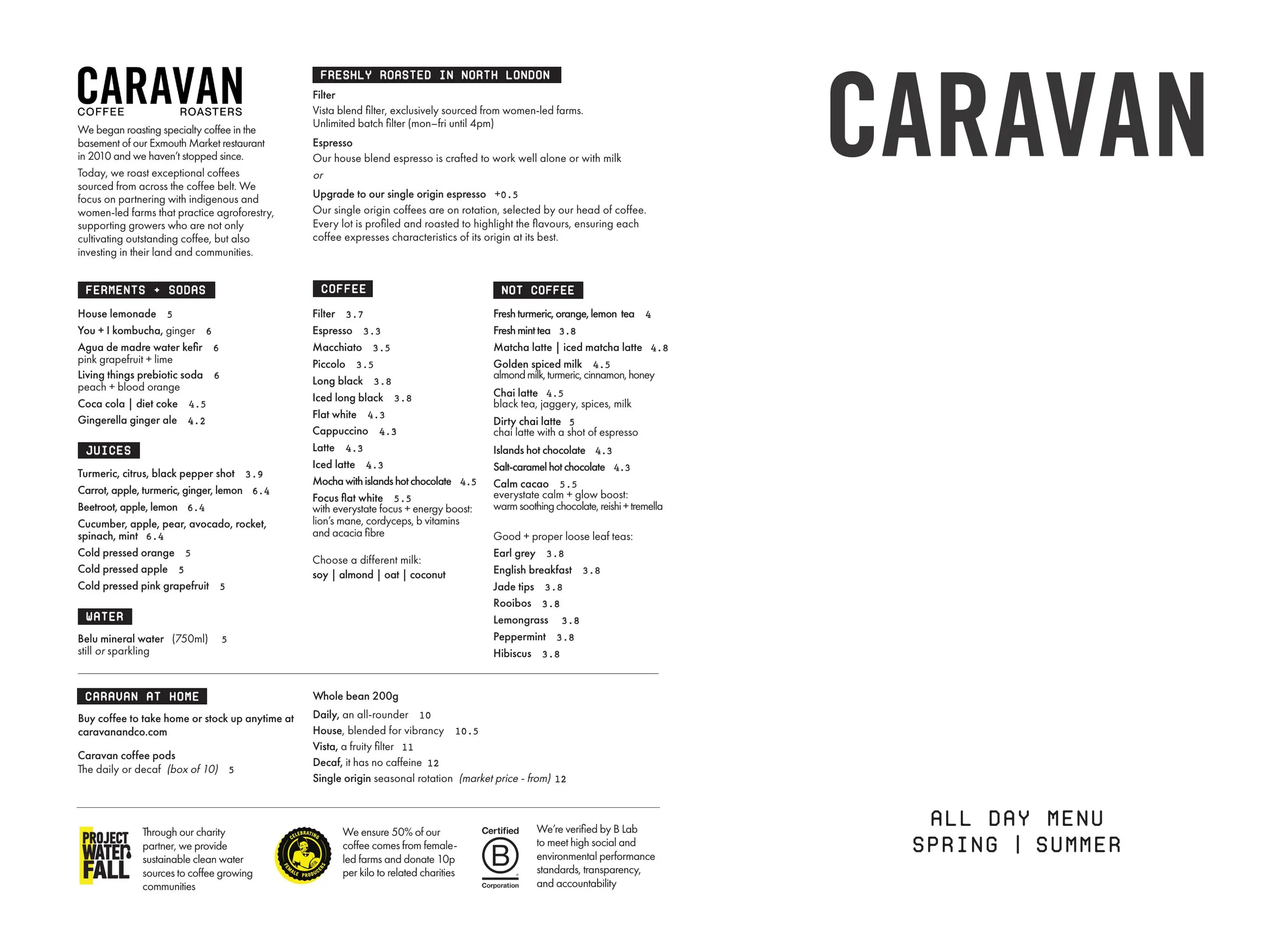 Caravan Fitzrovia menu, page 3