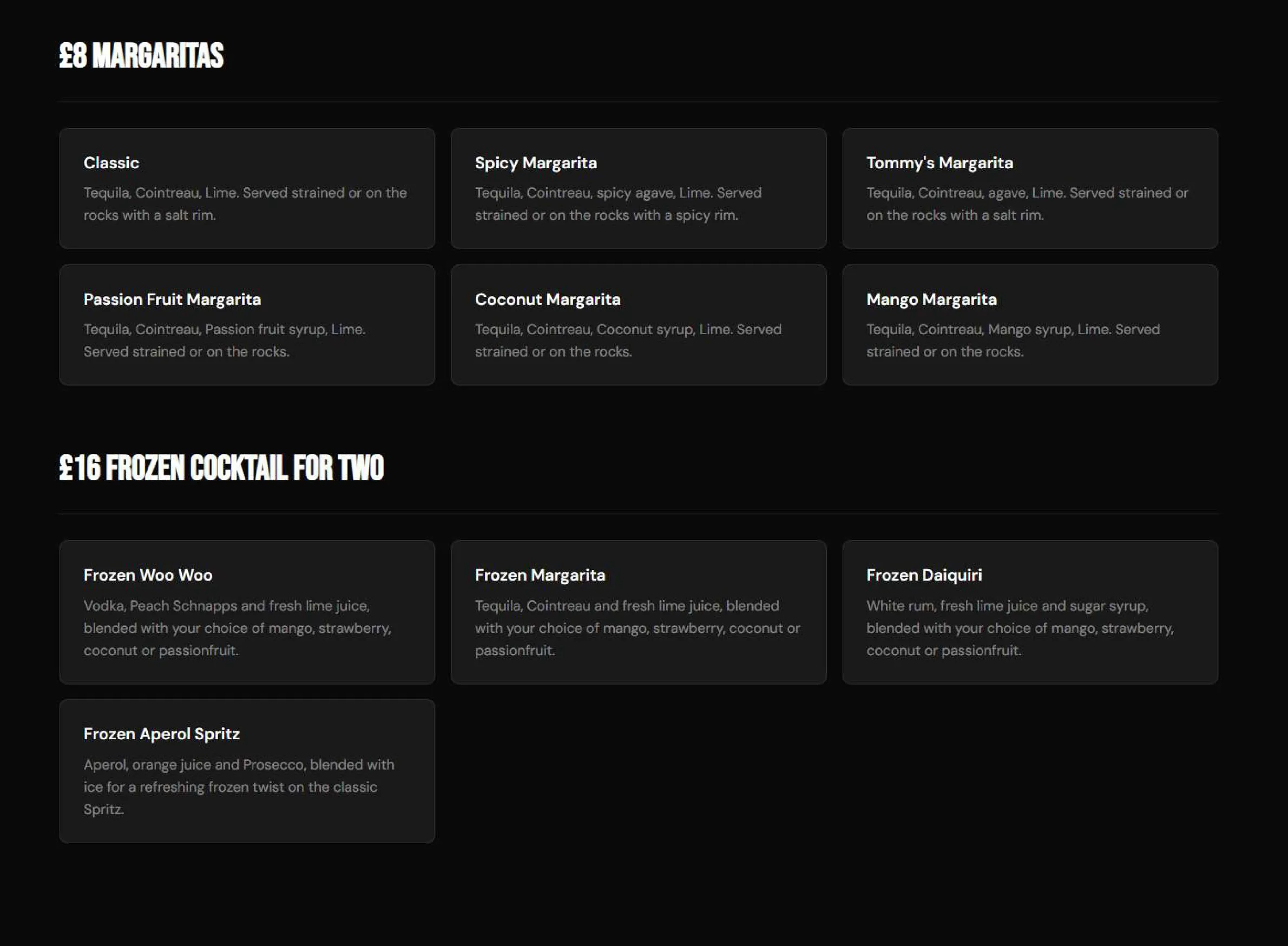 Dukes menu, page 4