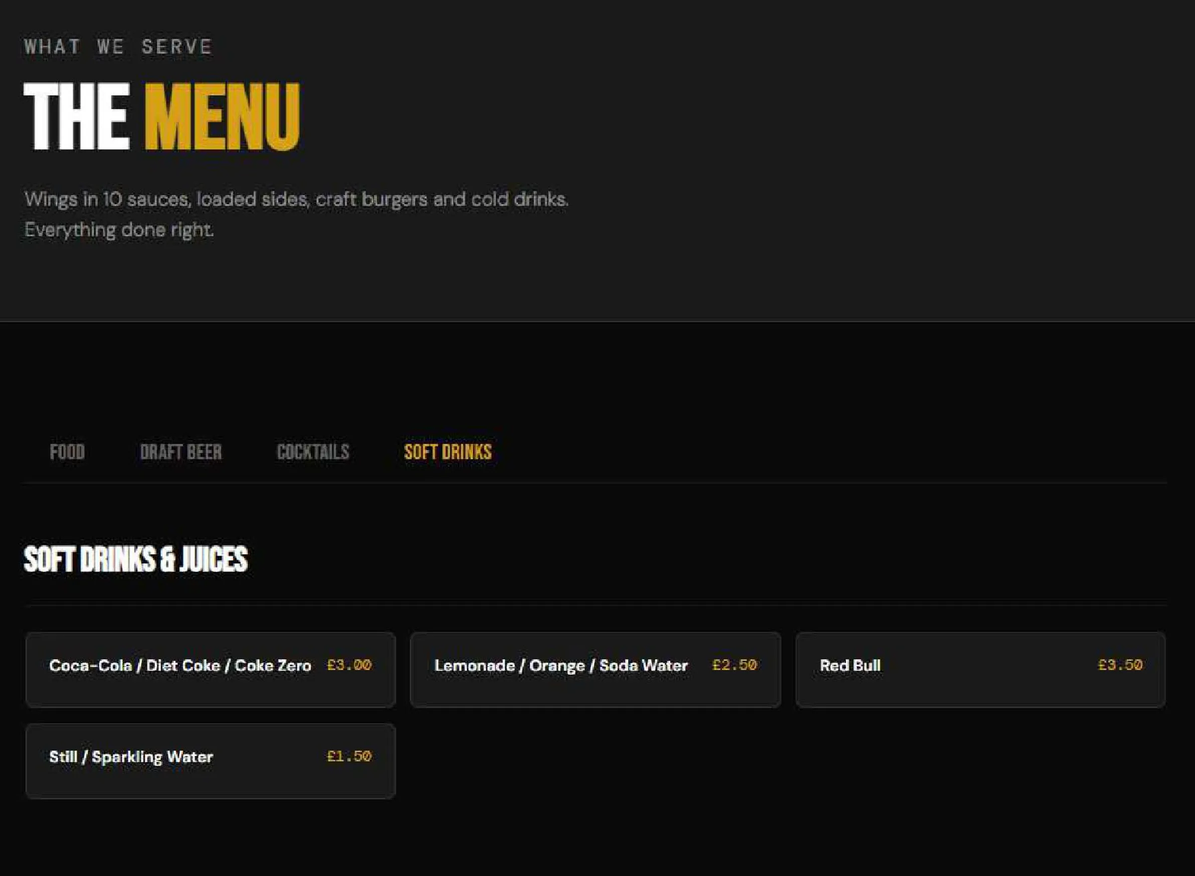 Dukes menu, page 6