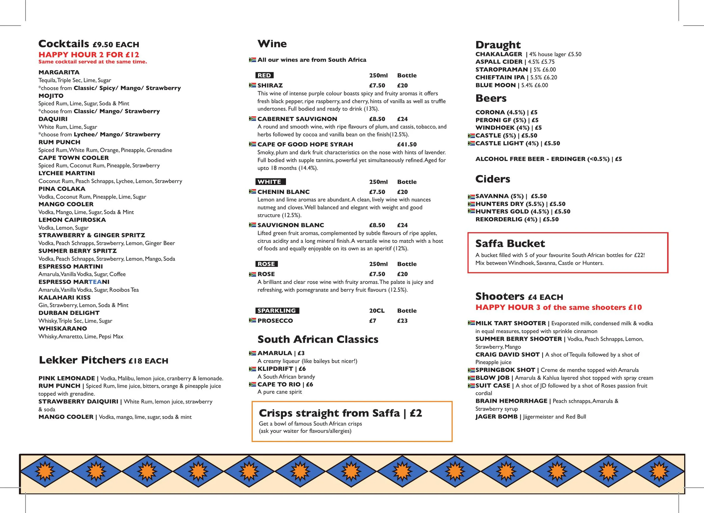 Chakalaka menu, page 4