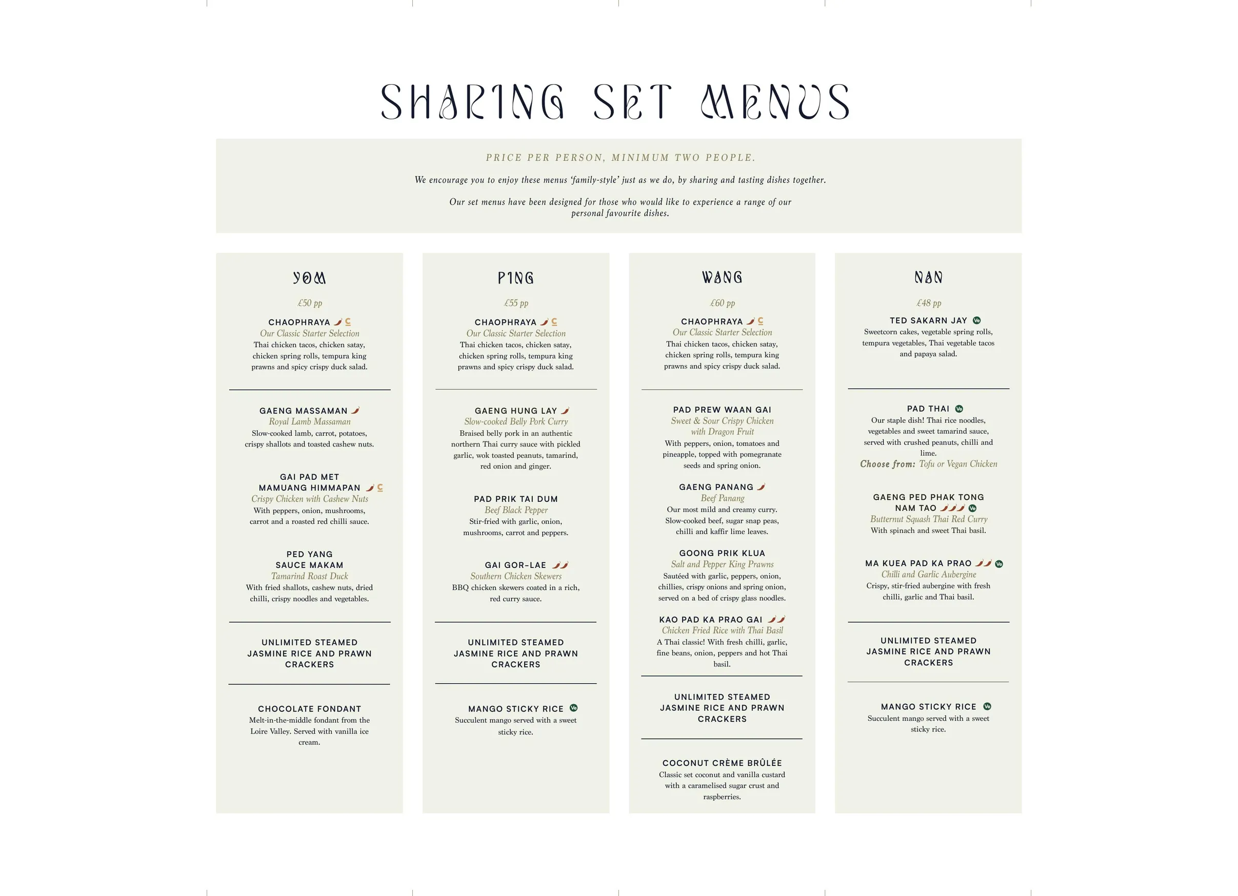 Chaophraya Glasgow menu, page 2