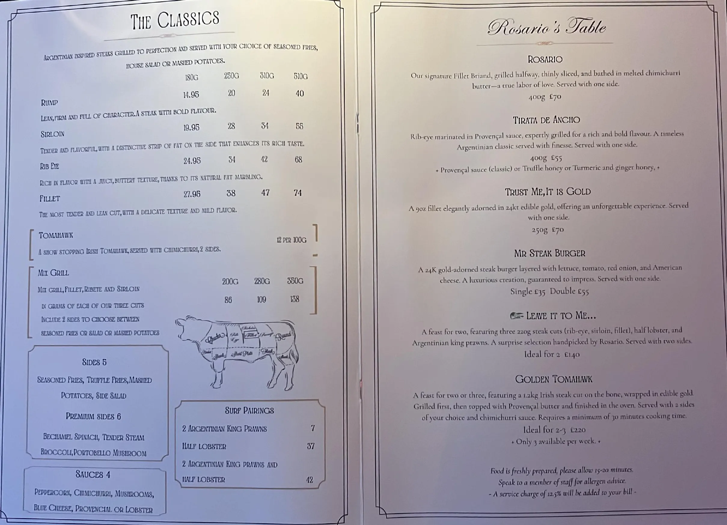 Mr. Steak Fulham menu, page 2