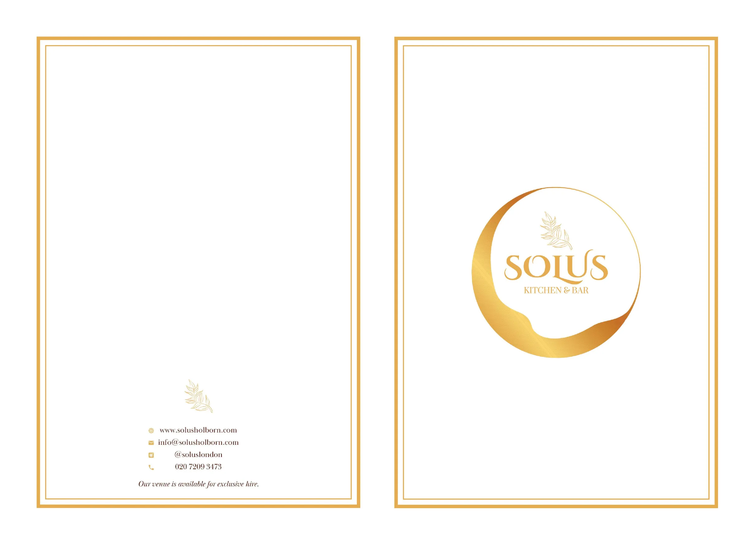 Solus Kitchen and Bar menu, page 2