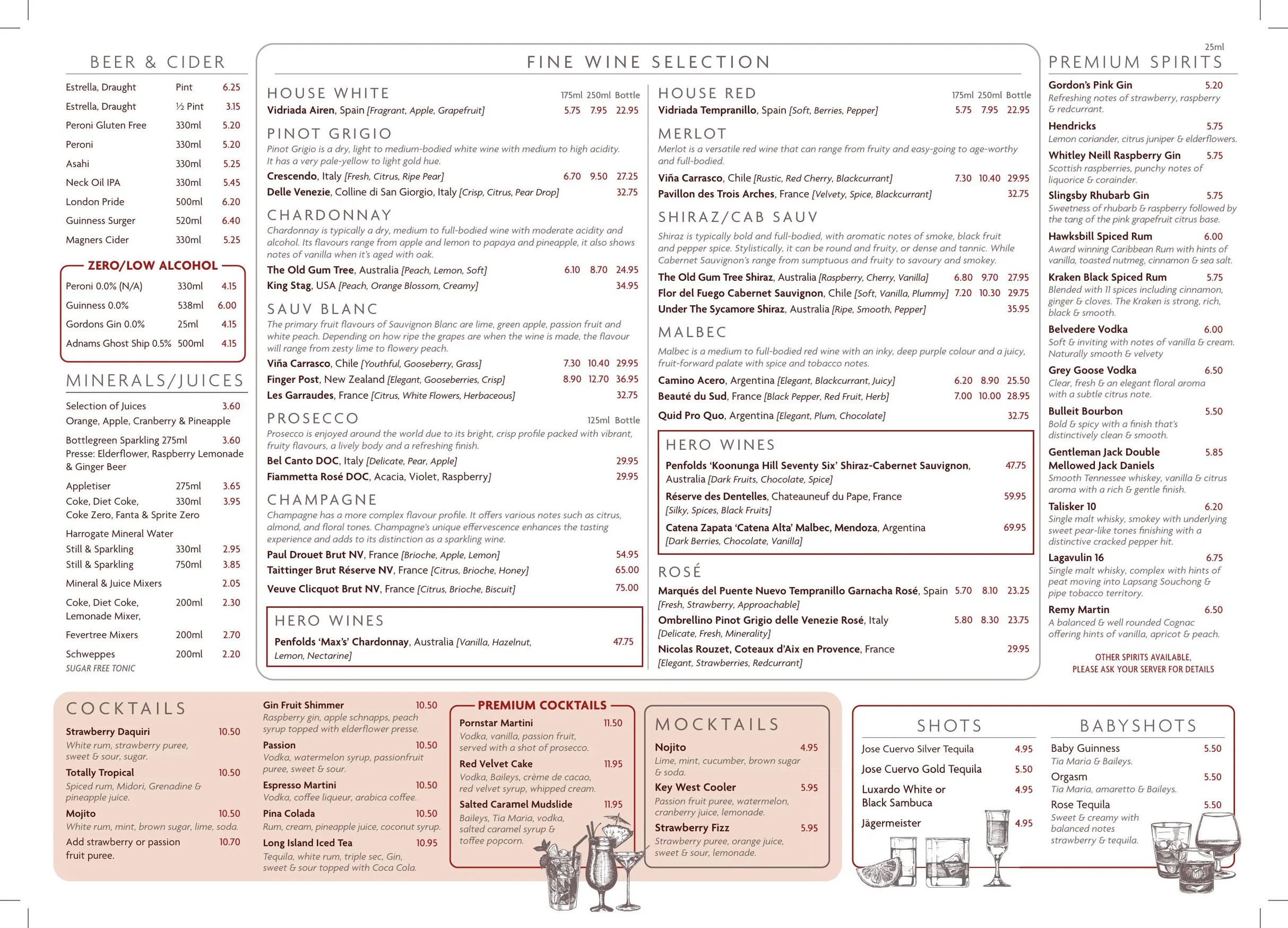 Middletons menu, page 2