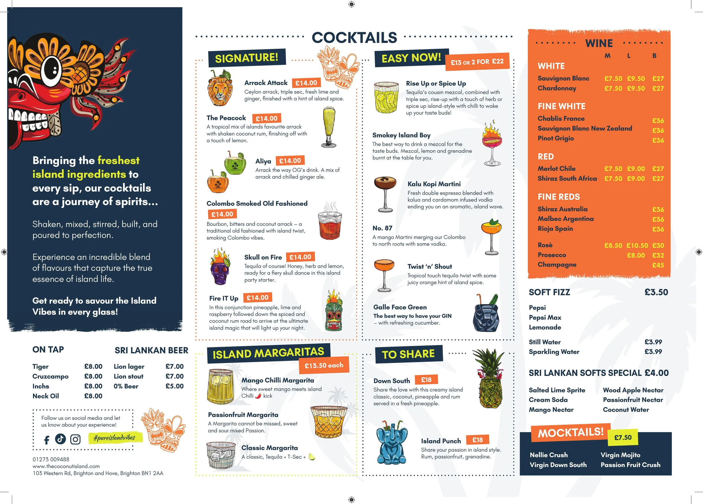The Coconut Island menu, page 2
