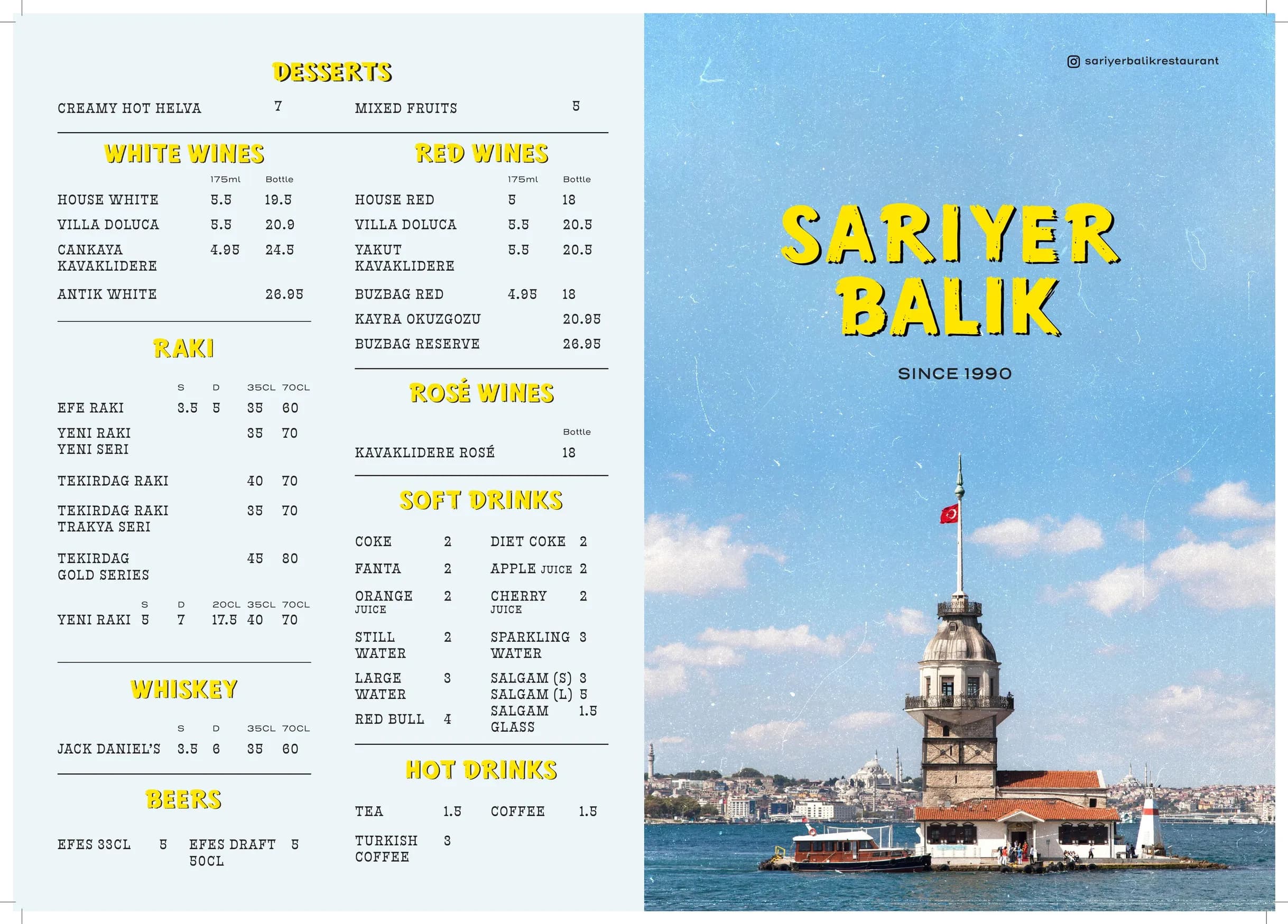Sariyer Balik menu, page 1