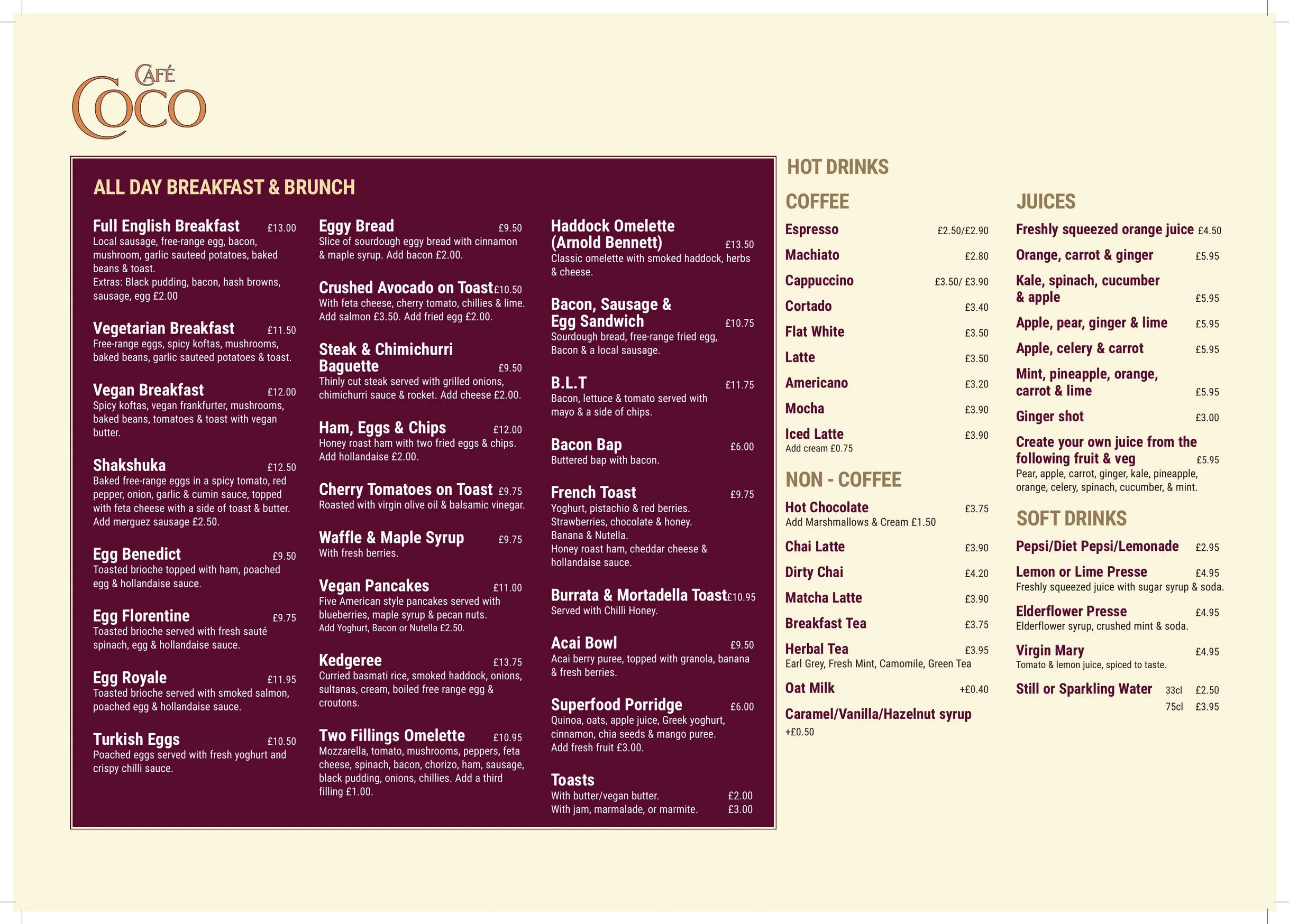 Cafe Coco menu, page 2