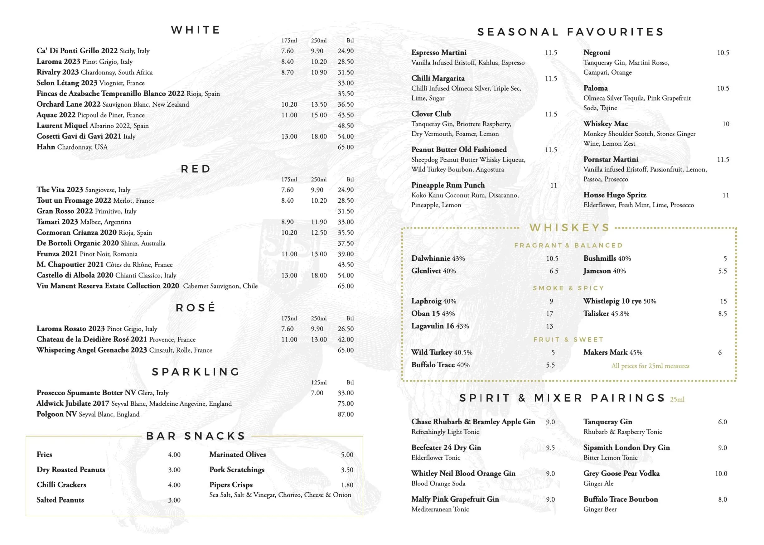 The Griffin Inn menu, page 5