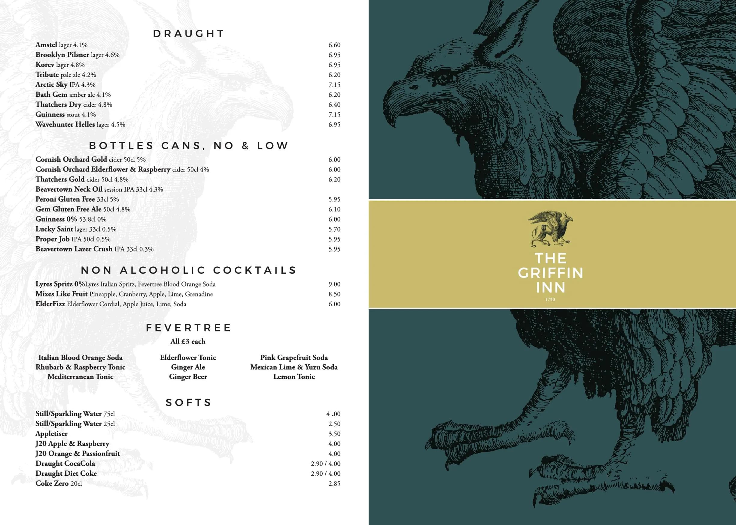 The Griffin Inn menu, page 4