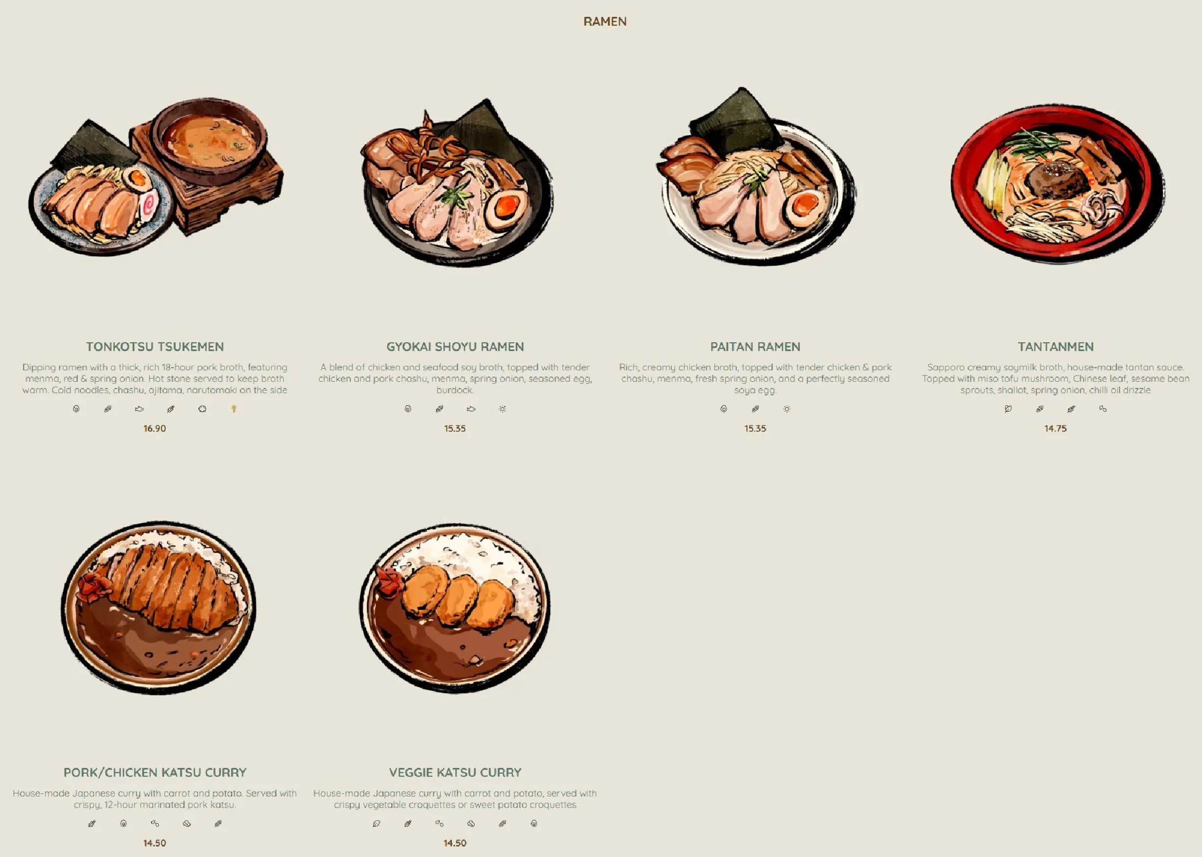 Ramen Monster menu, page 1