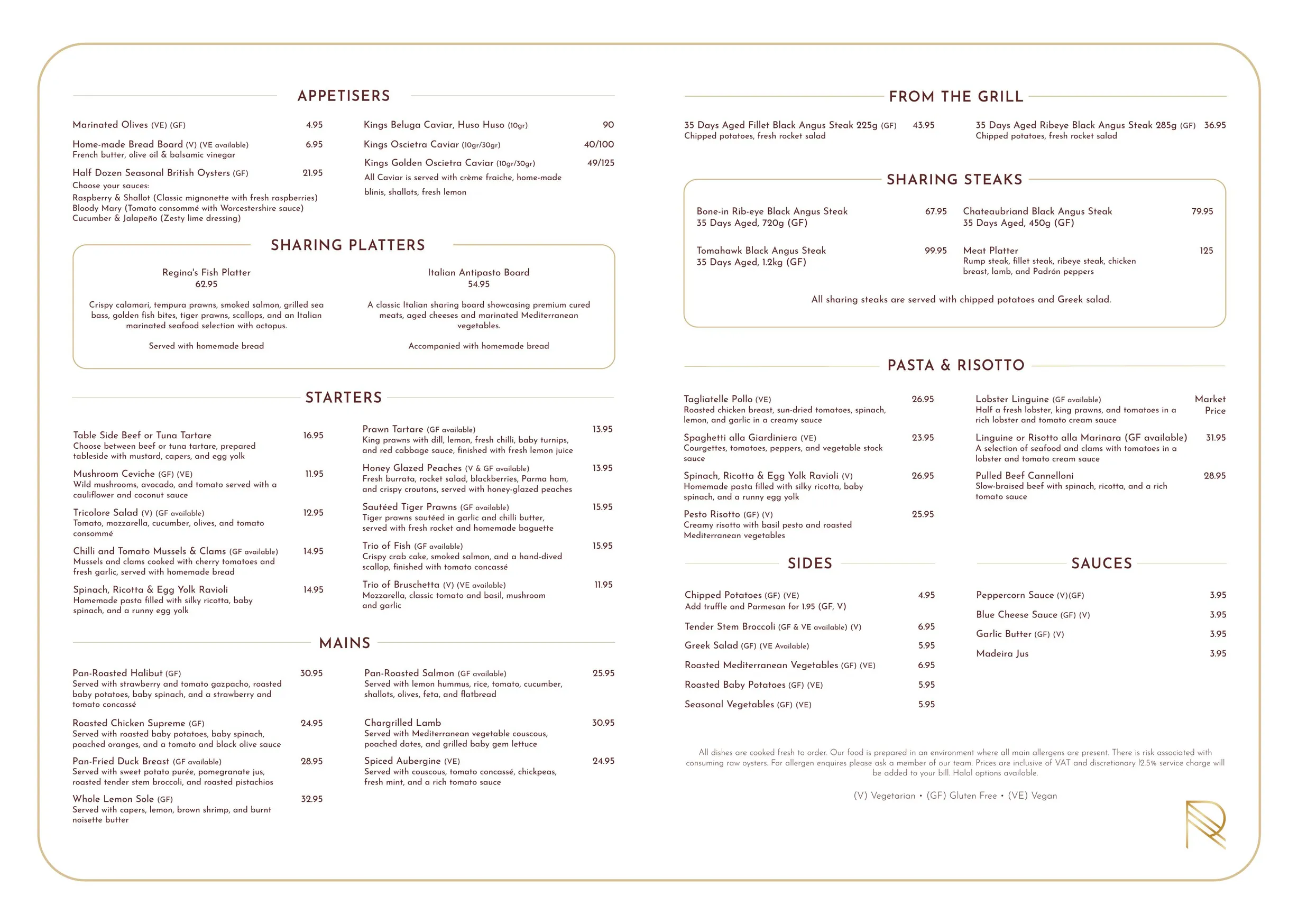Regina's menu, page 2