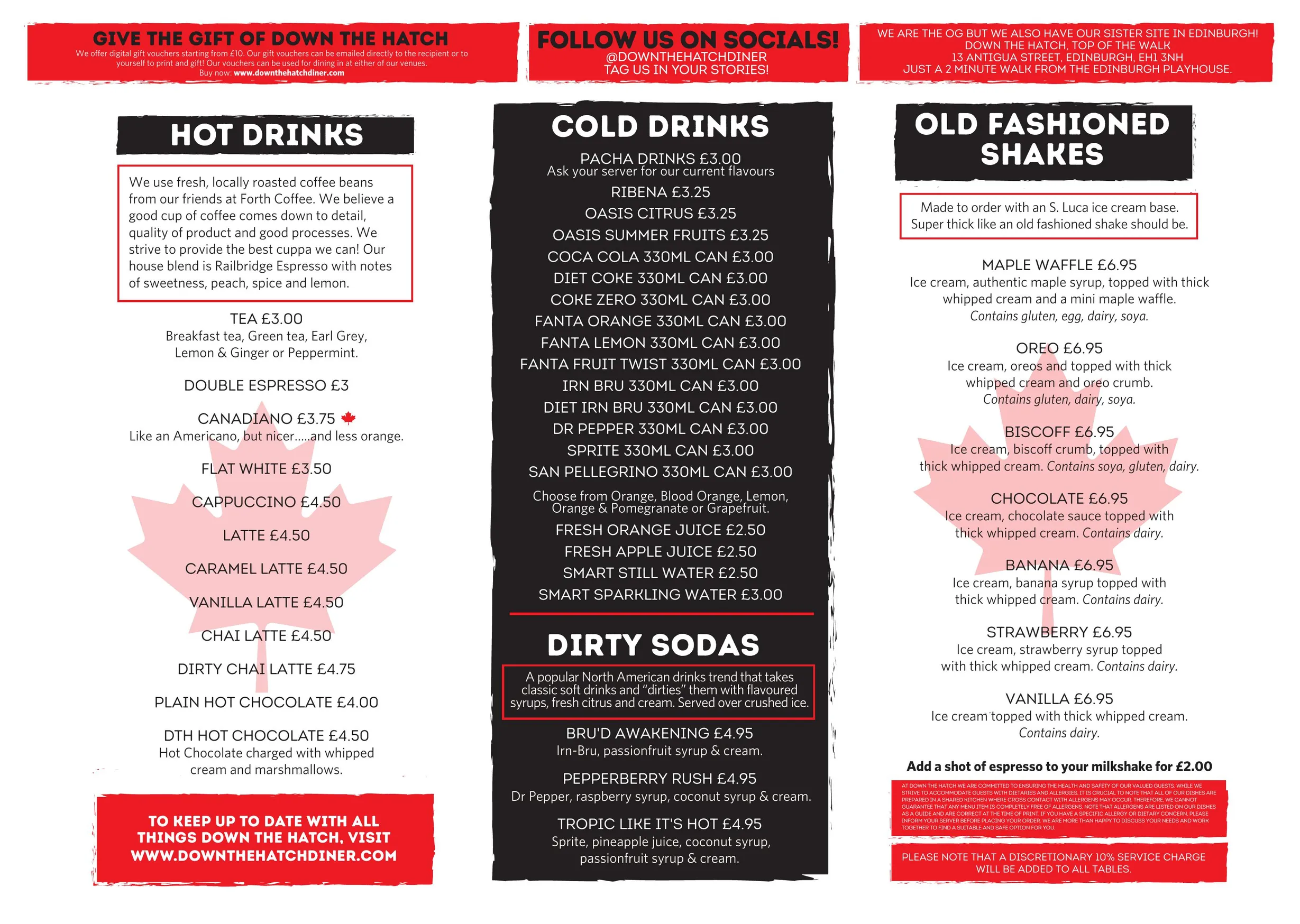 Down the Hatch menu, page 2