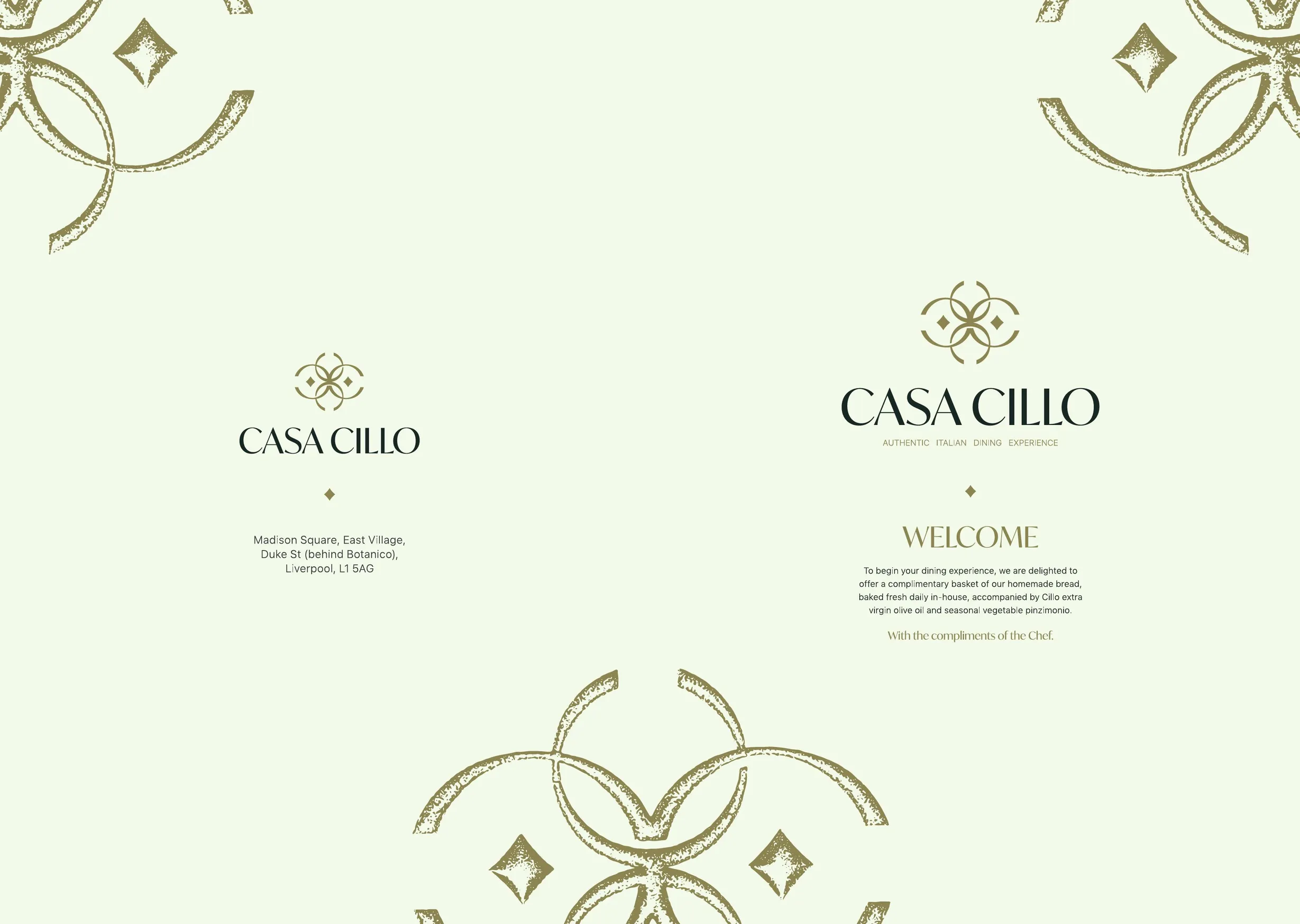 Casa Cillo menu, page 1