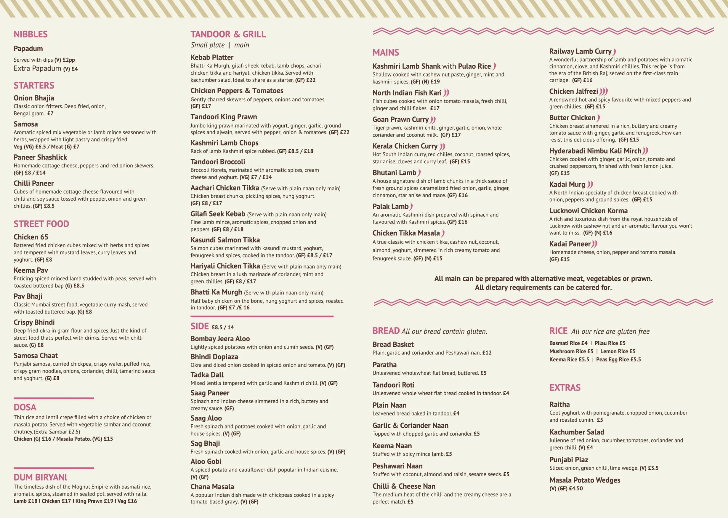 Est India menu, page 1