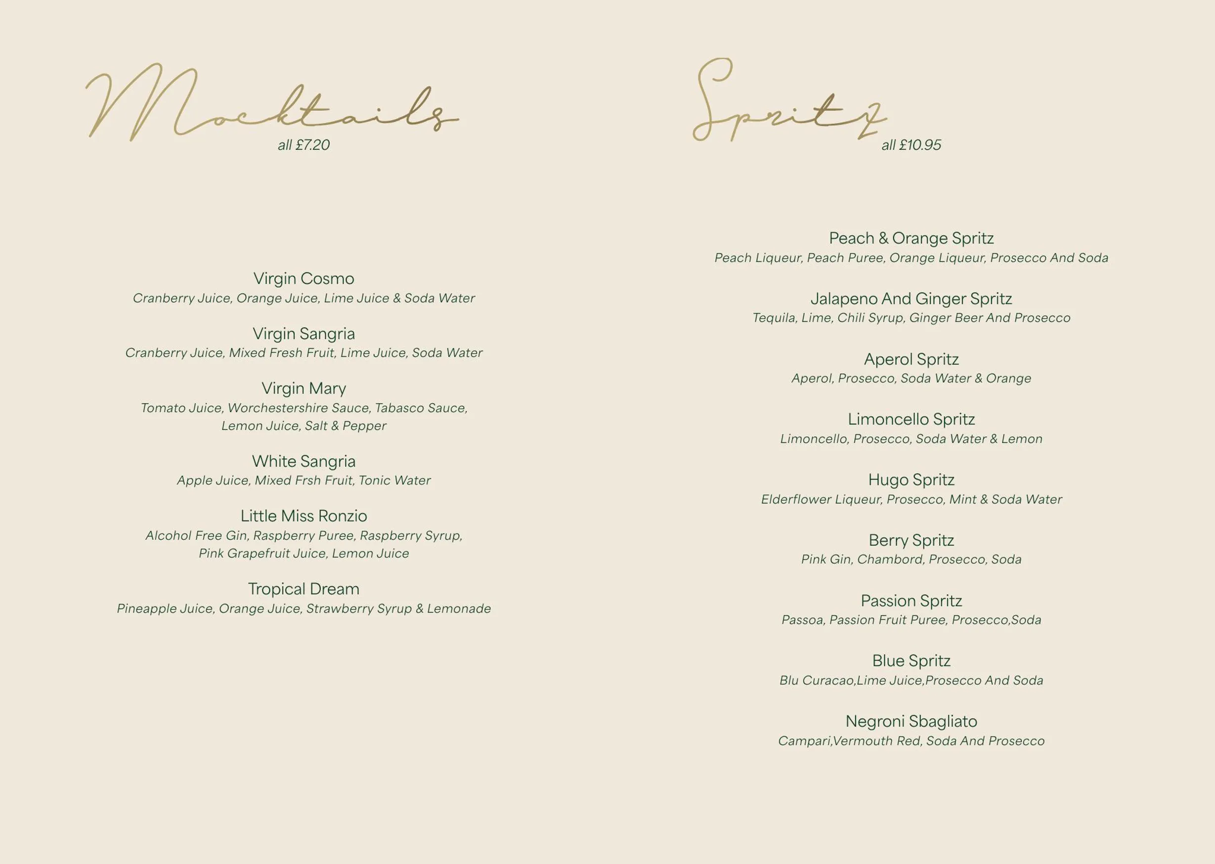 Ronzio Broomhill menu, page 5