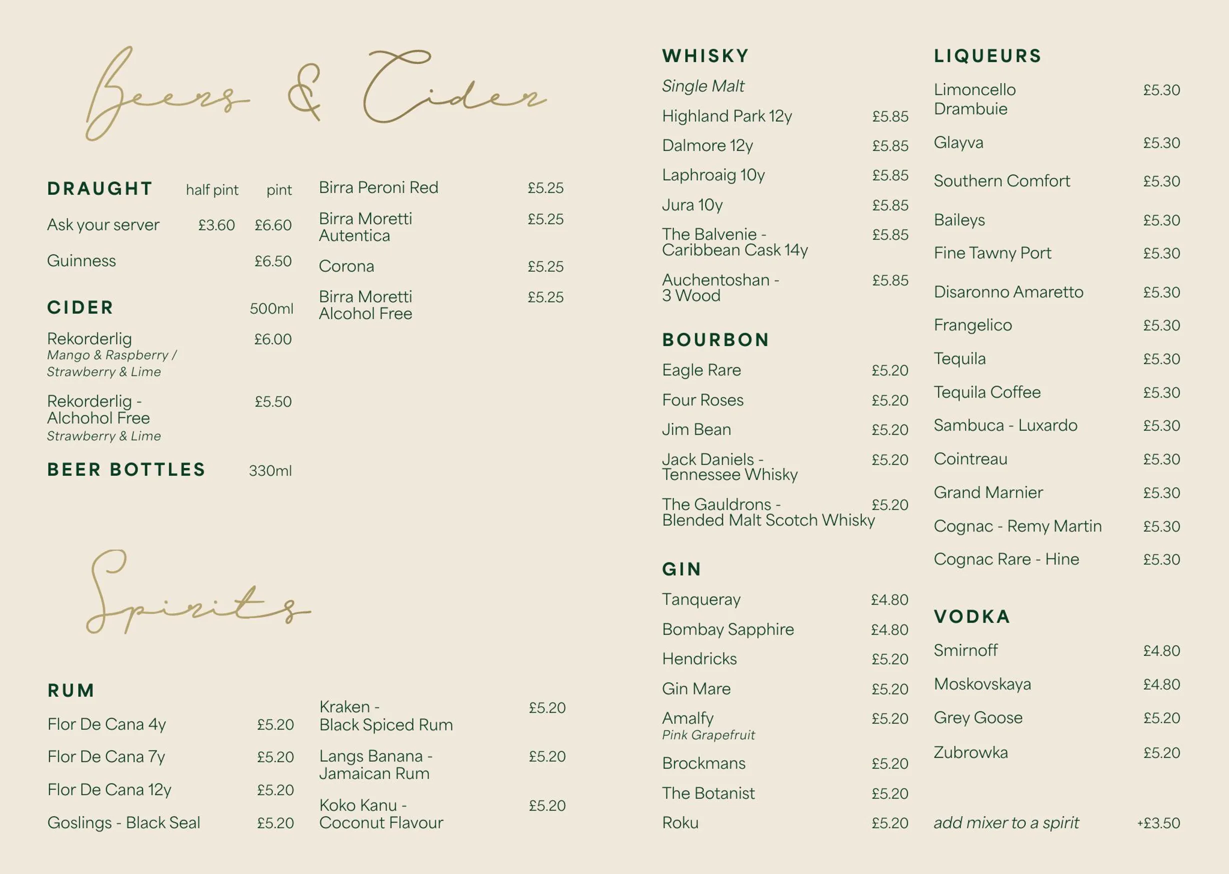 Ronzio Broomhill menu, page 6