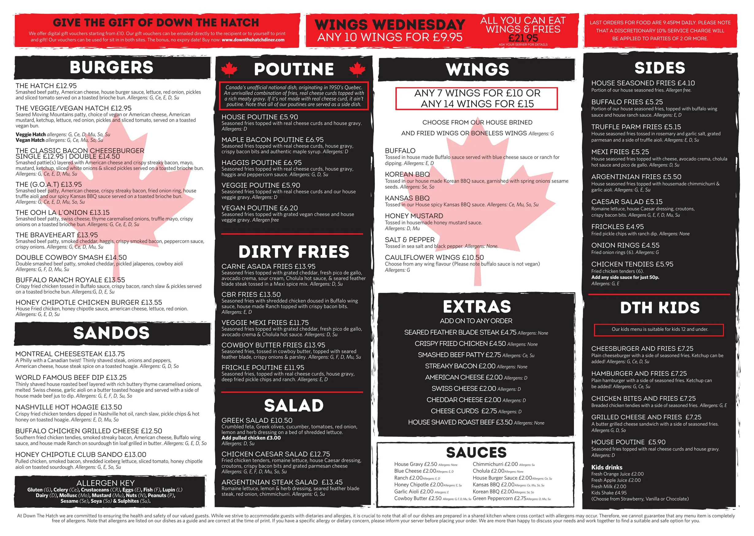 Down the Hatch menu, page 1