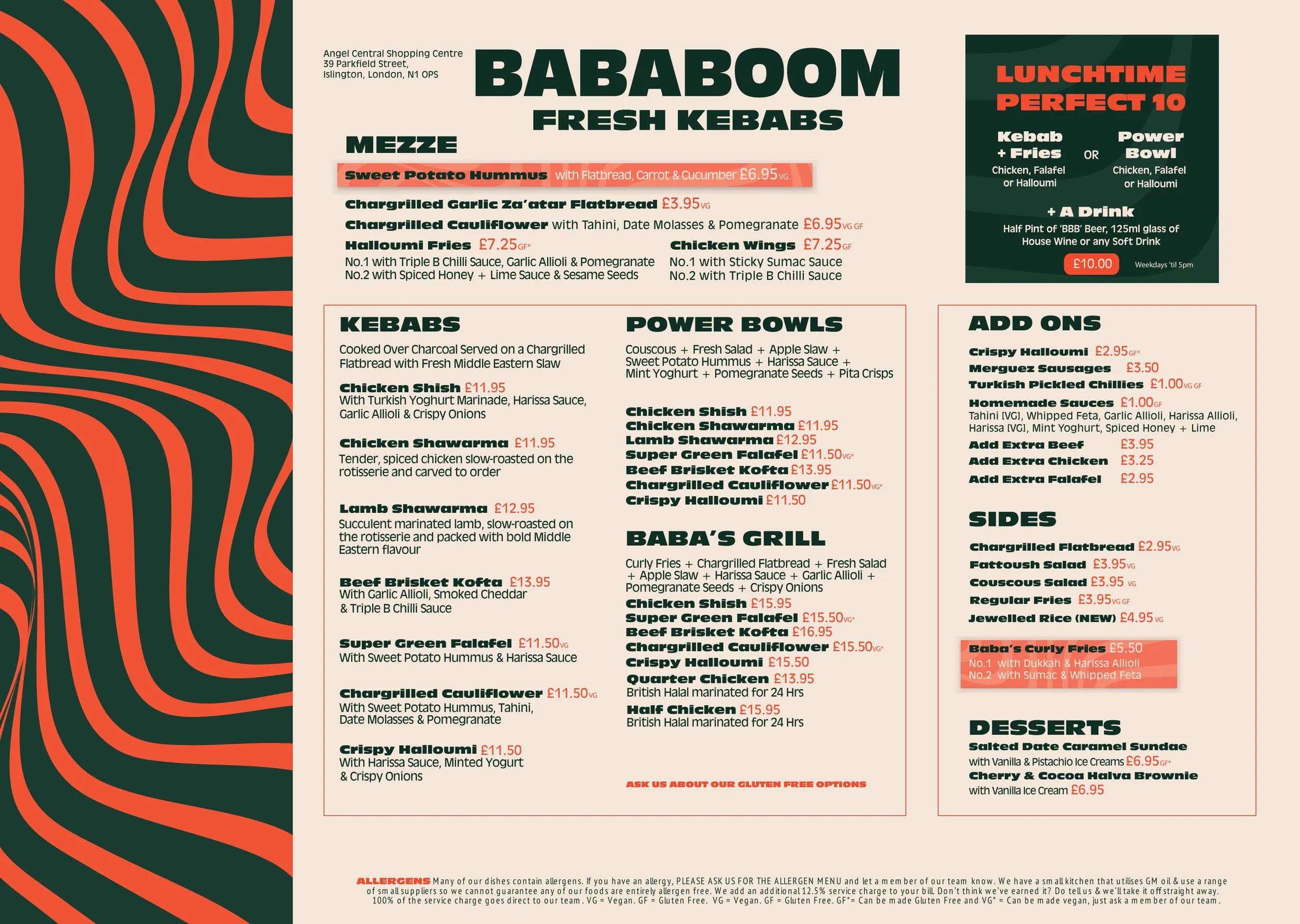 BABABOOM menu, page 1
