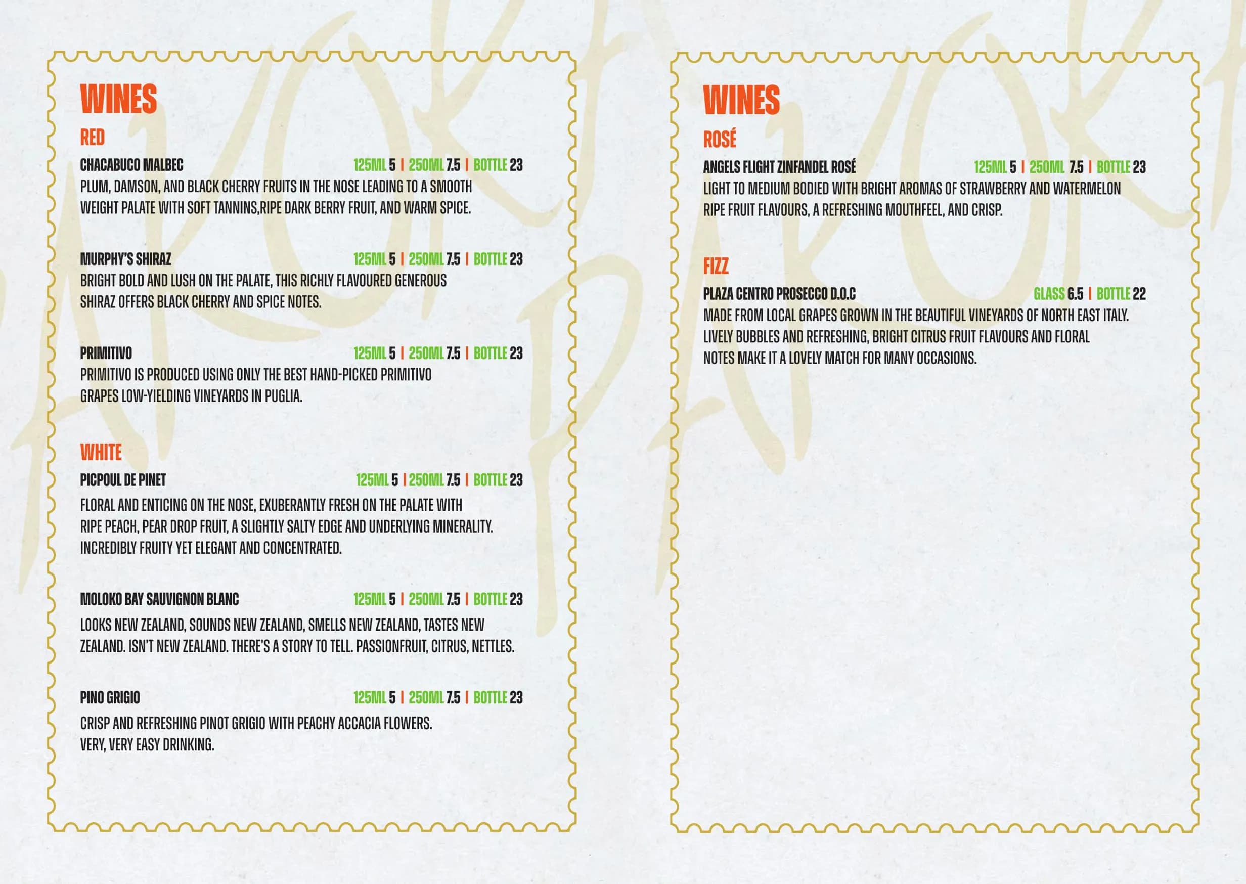 The Pakora Bar menu, page 8