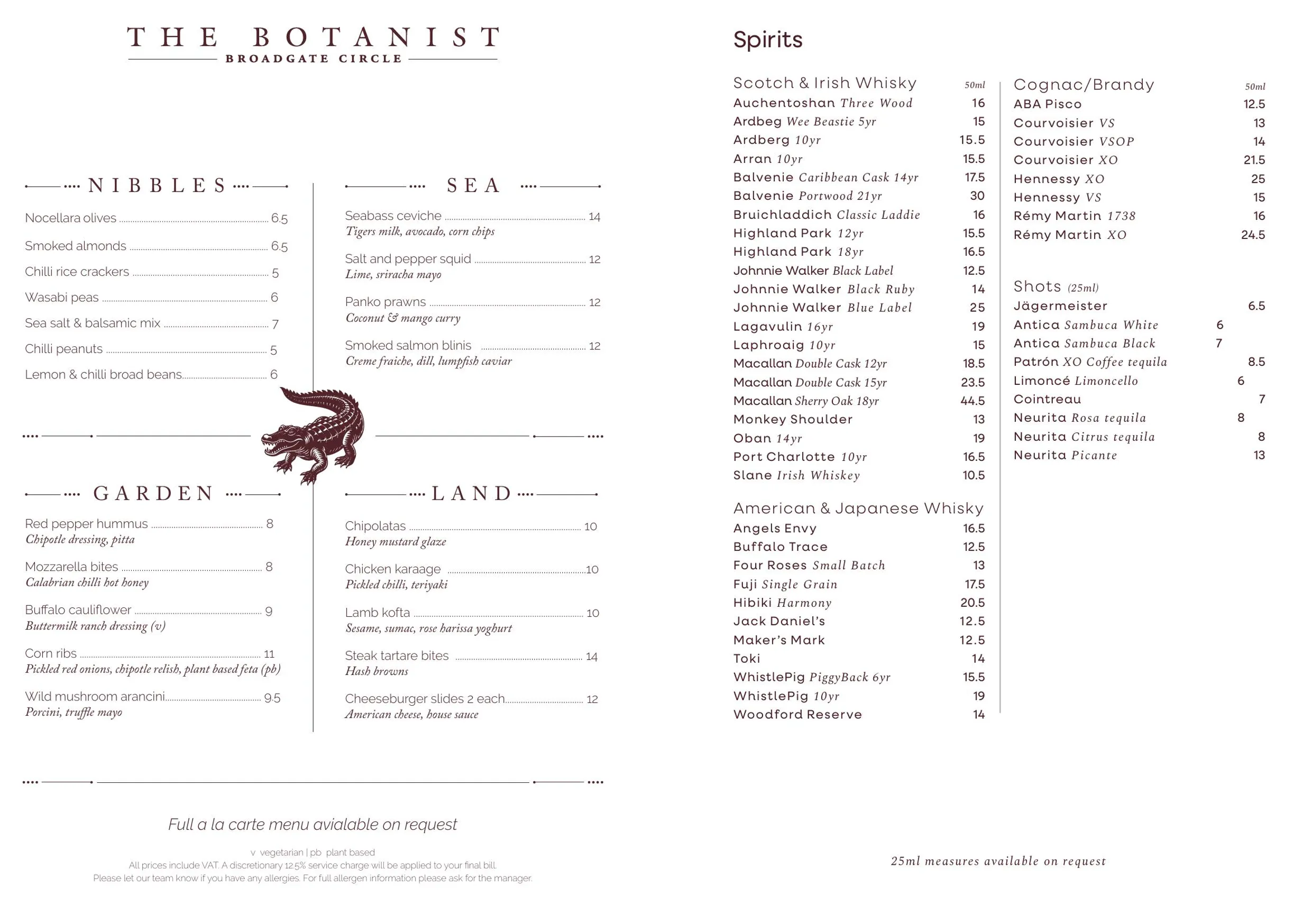 The Botanist, Broadgate Circle menu, page 7