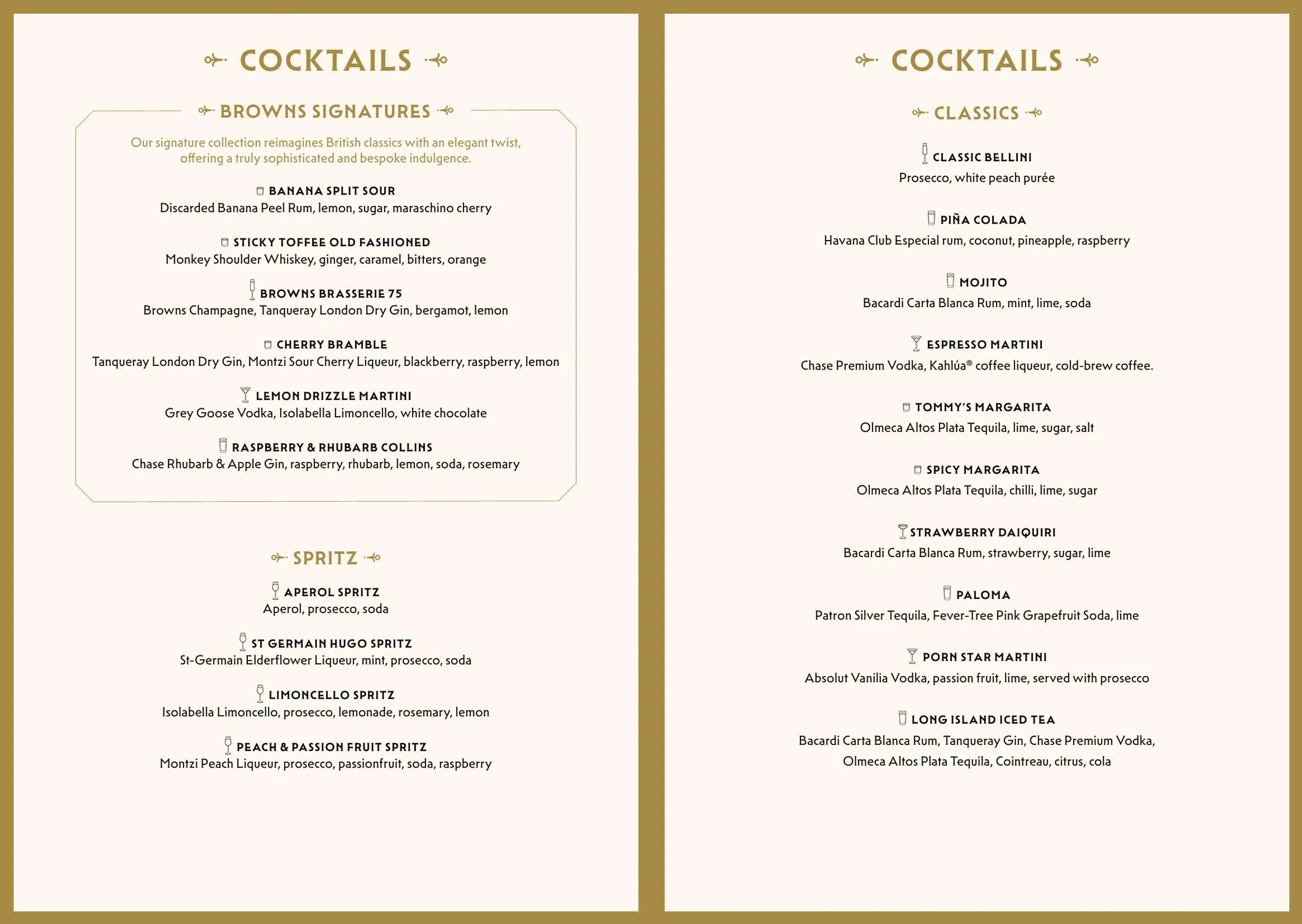 Browns menu, page 3