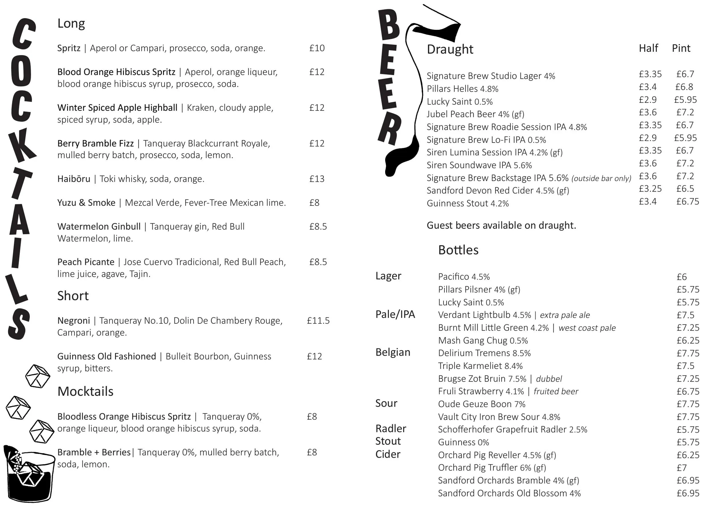 Strongroom menu, page 2