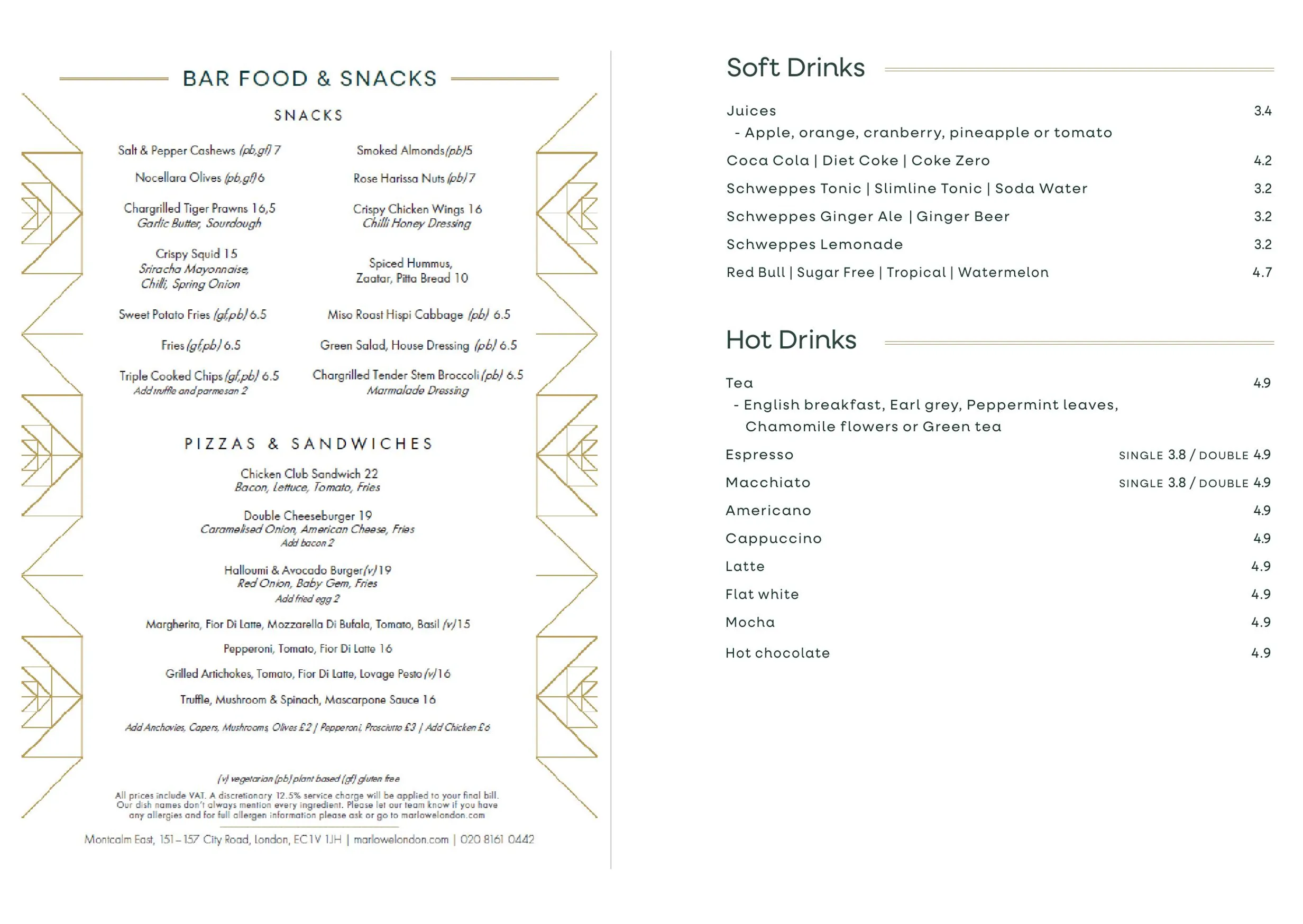 Marlowe menu, page 6