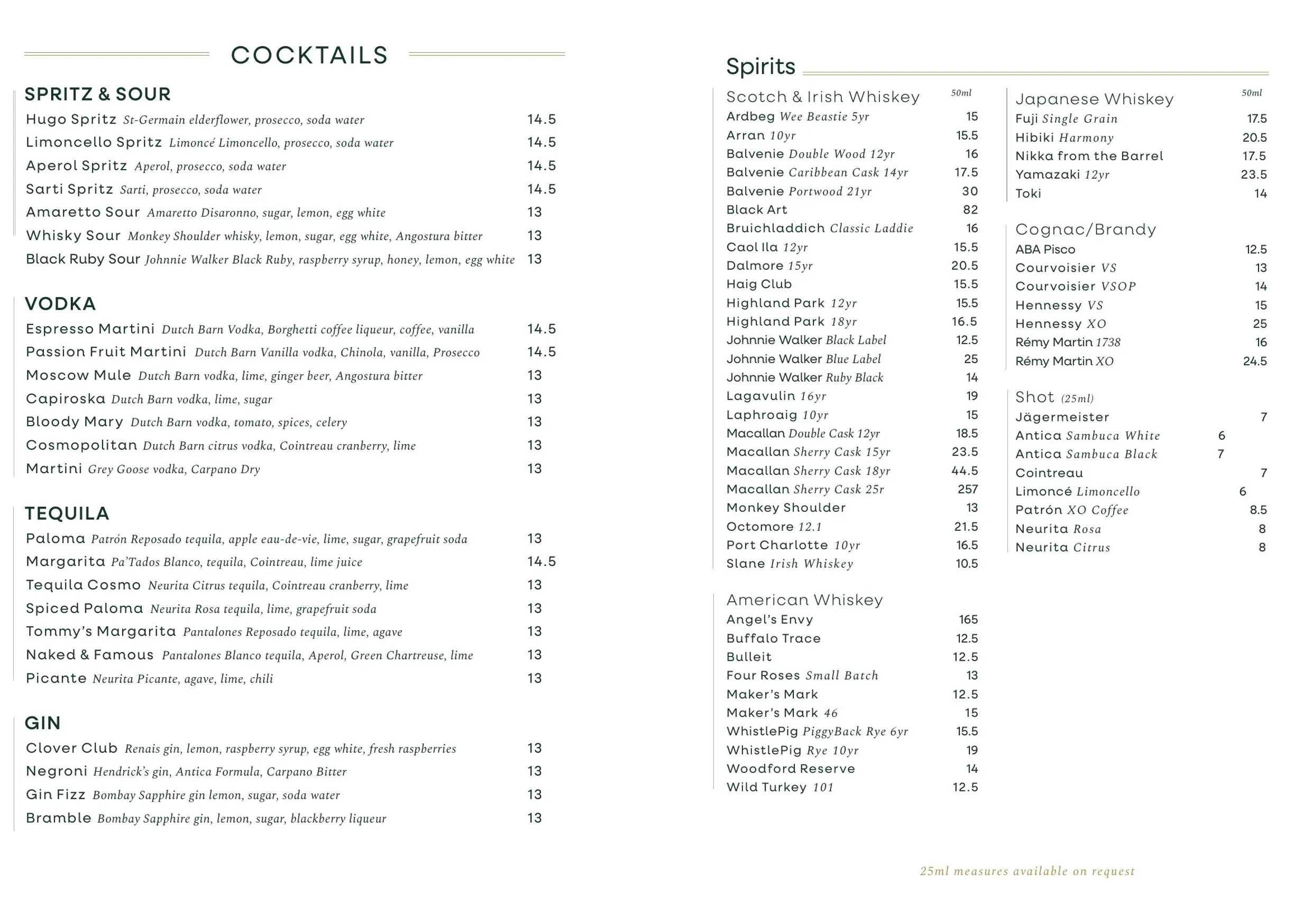 Marlowe menu, page 8