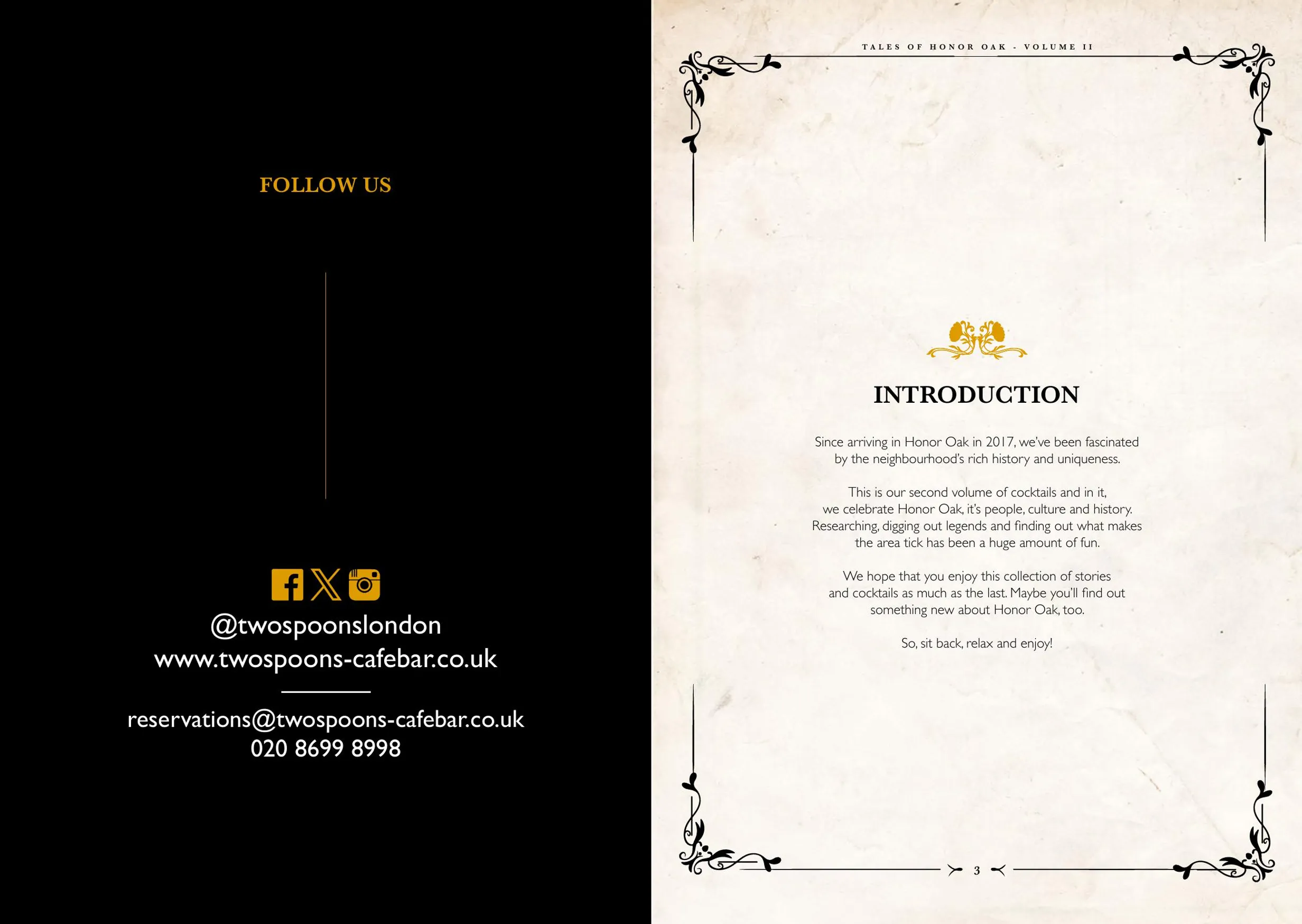 Two Spoons menu, page 3