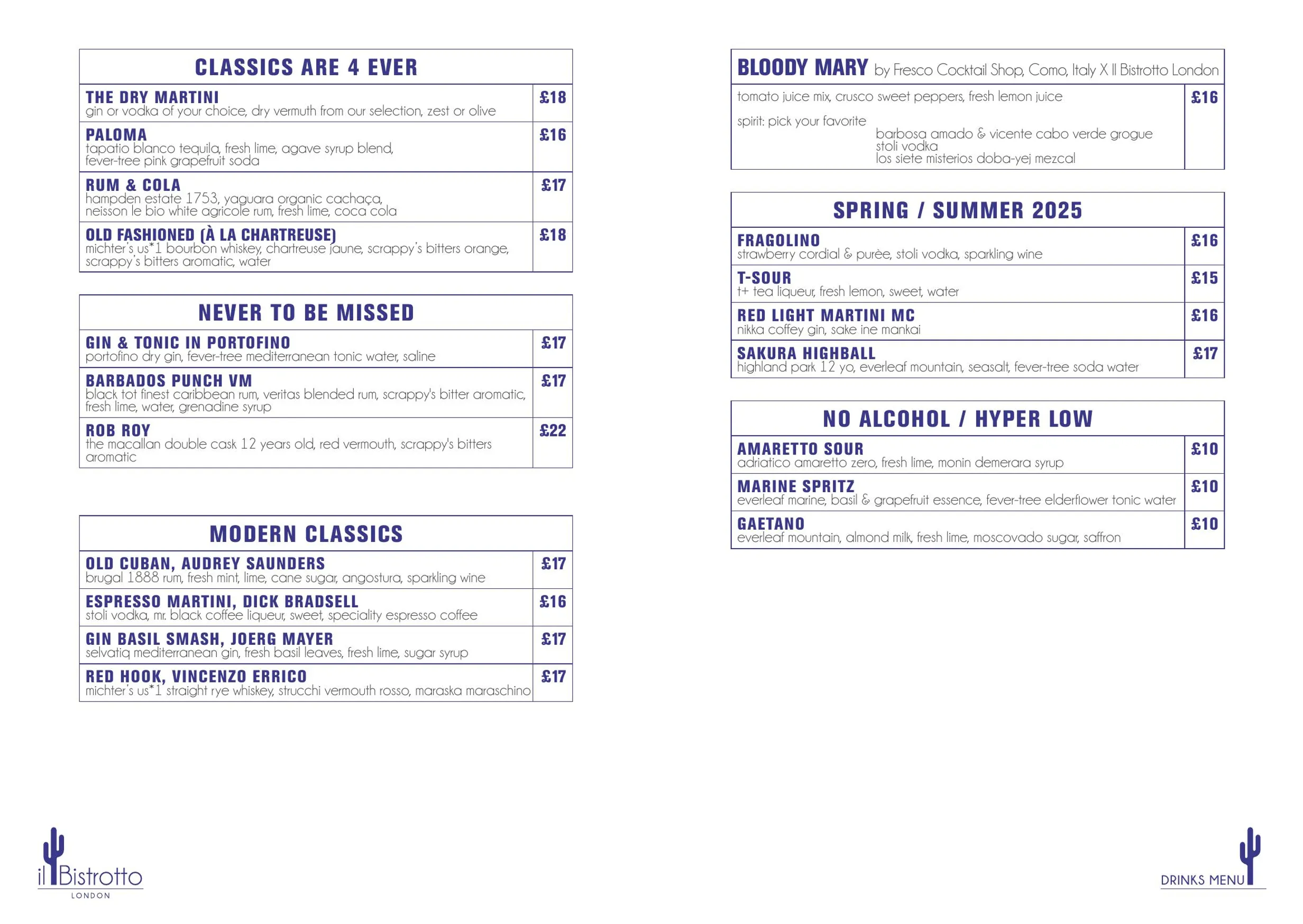Il Bistrotto Chelsea menu, page 12