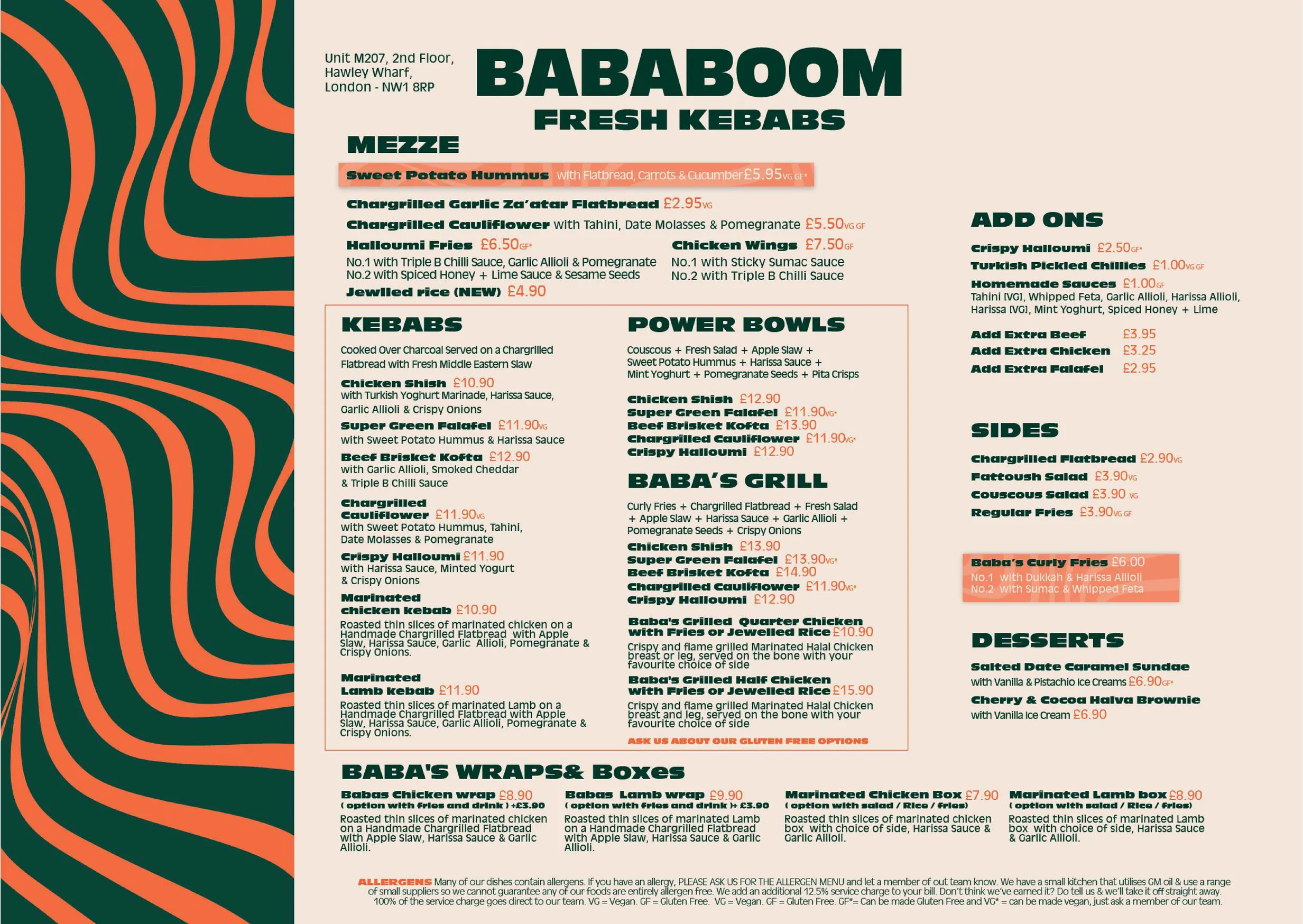 BABABOOM menu, page 1