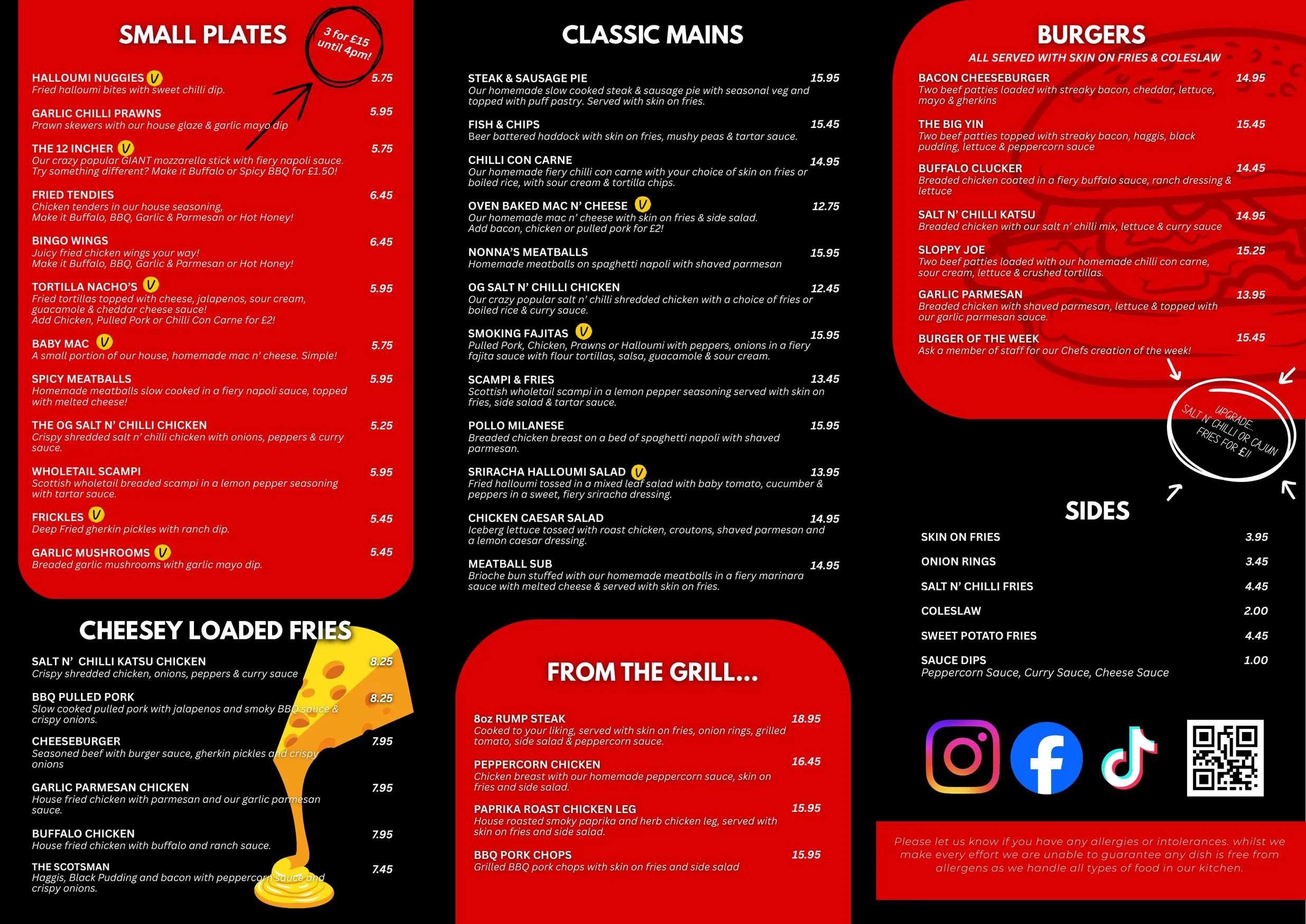 The Ugly Duck menu, page 1