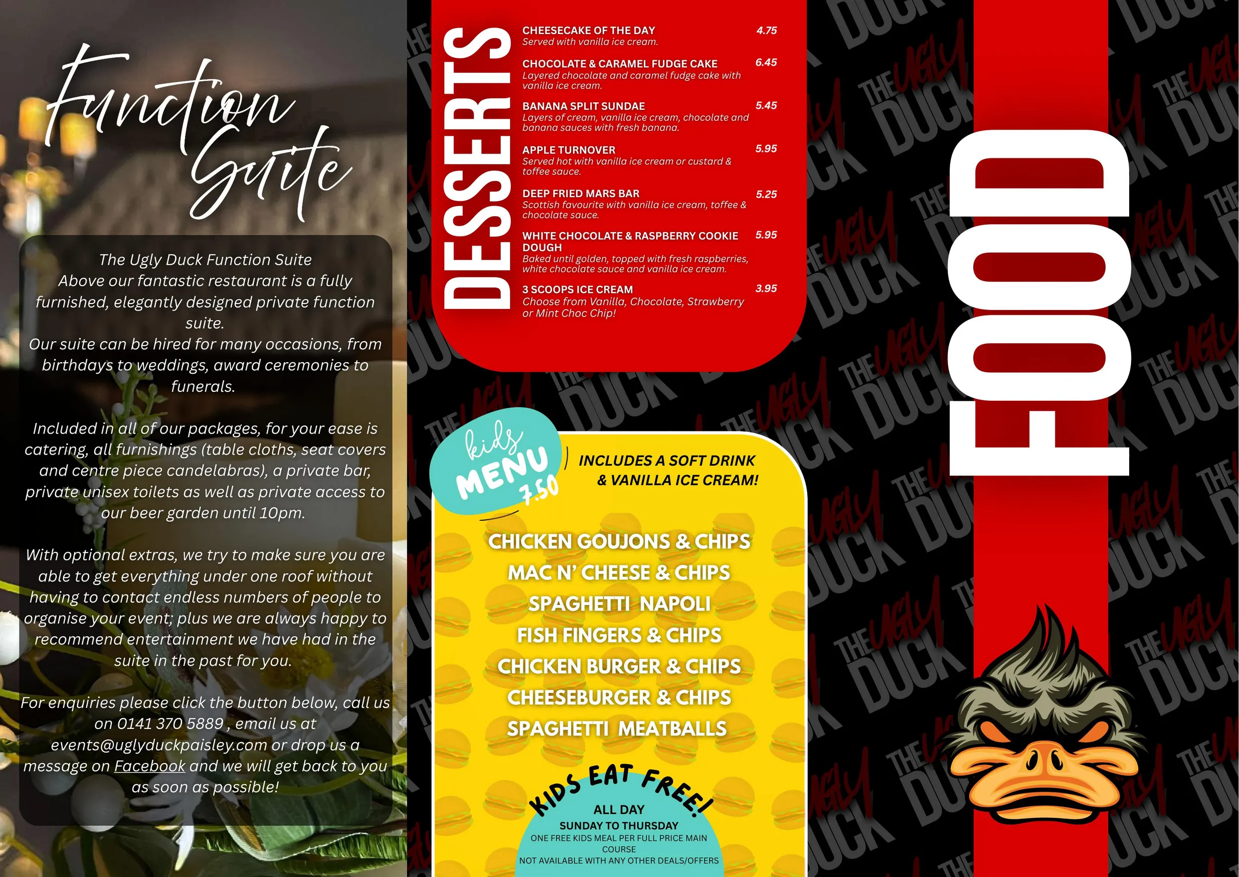 The Ugly Duck menu, page 2