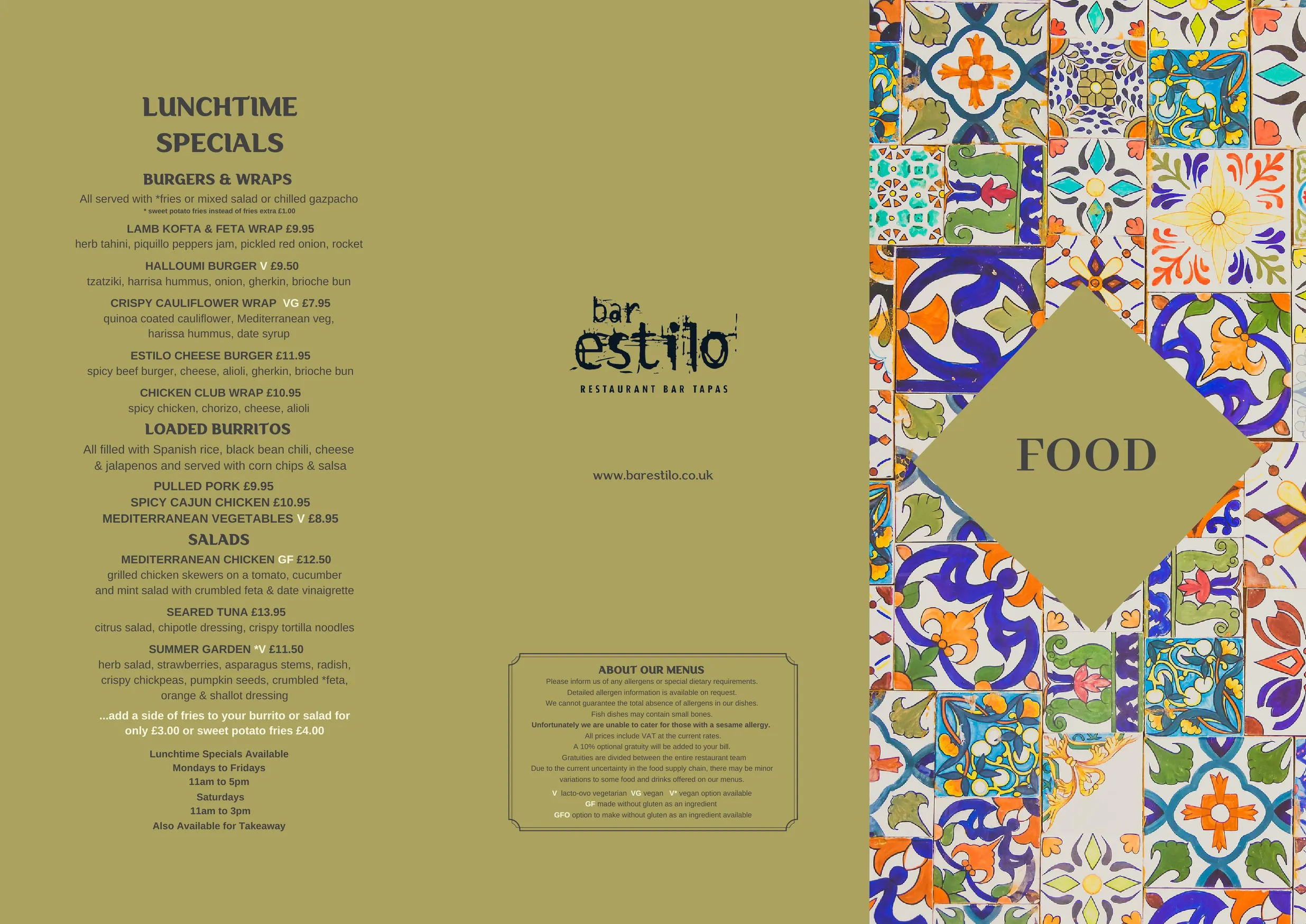 Bar Estilo menu, page 1