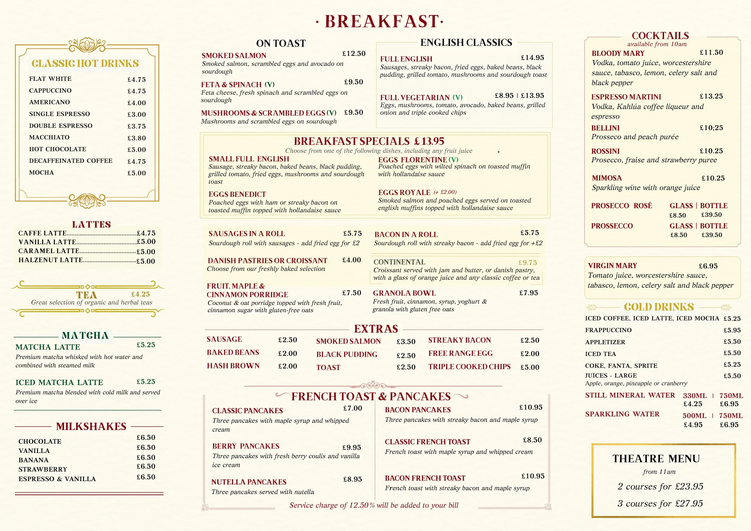 Little Italy menu, page 1