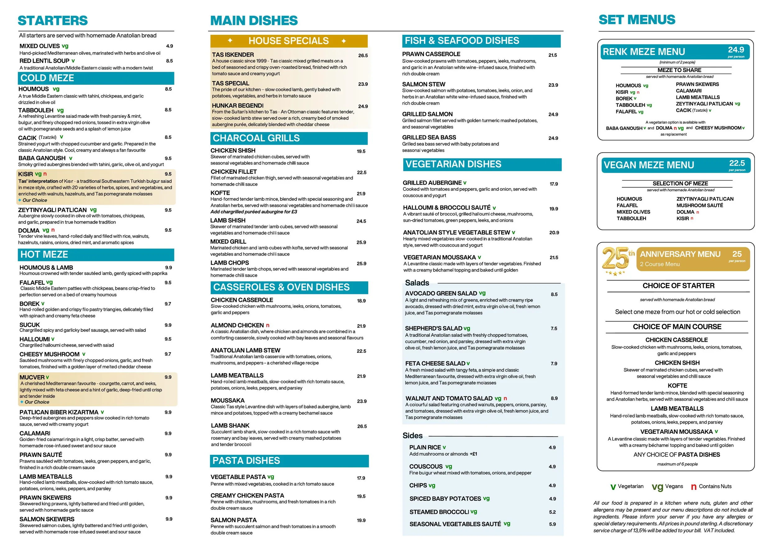 TAS menu, page 1