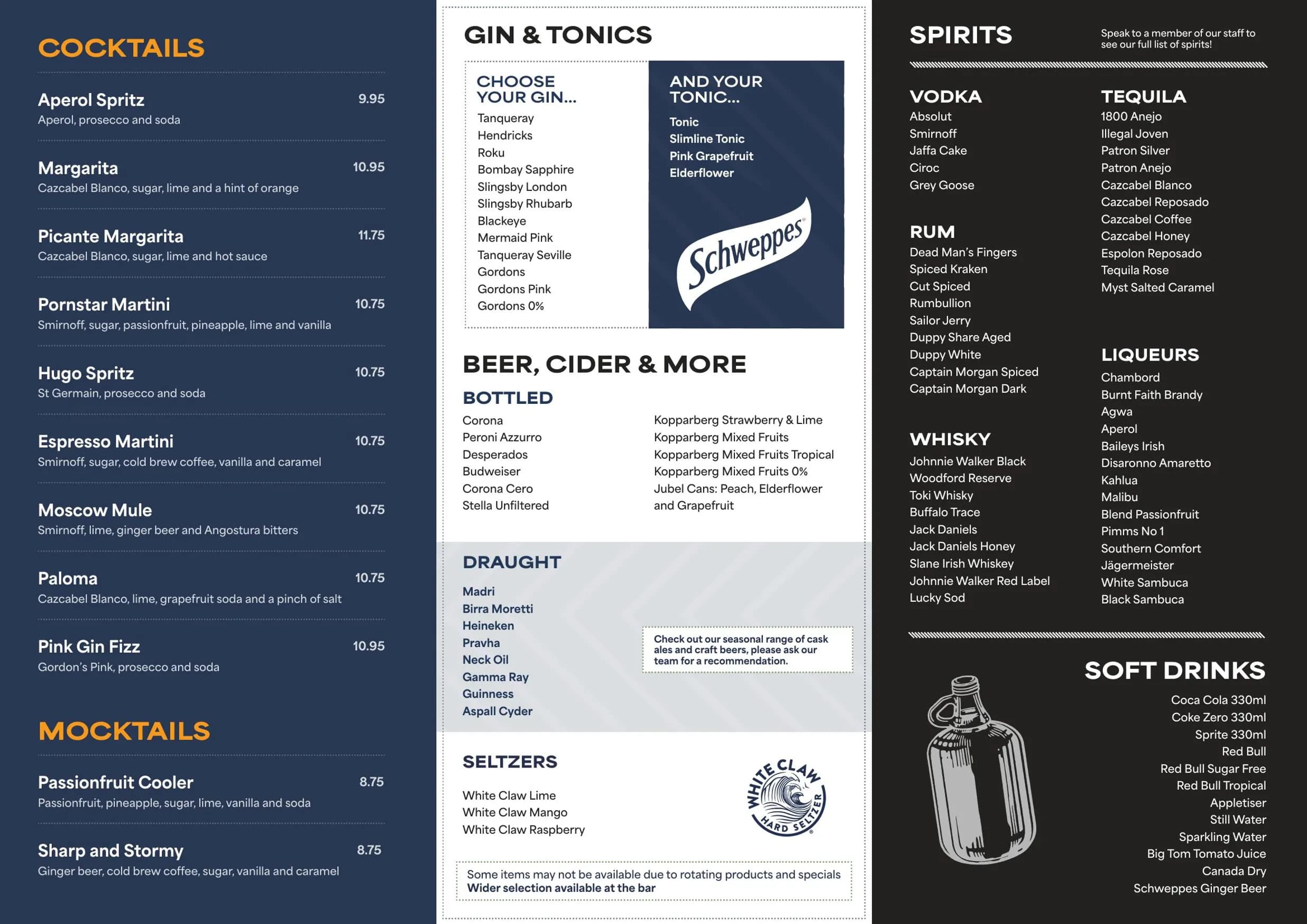 St Christopher's Inn menu, page 2