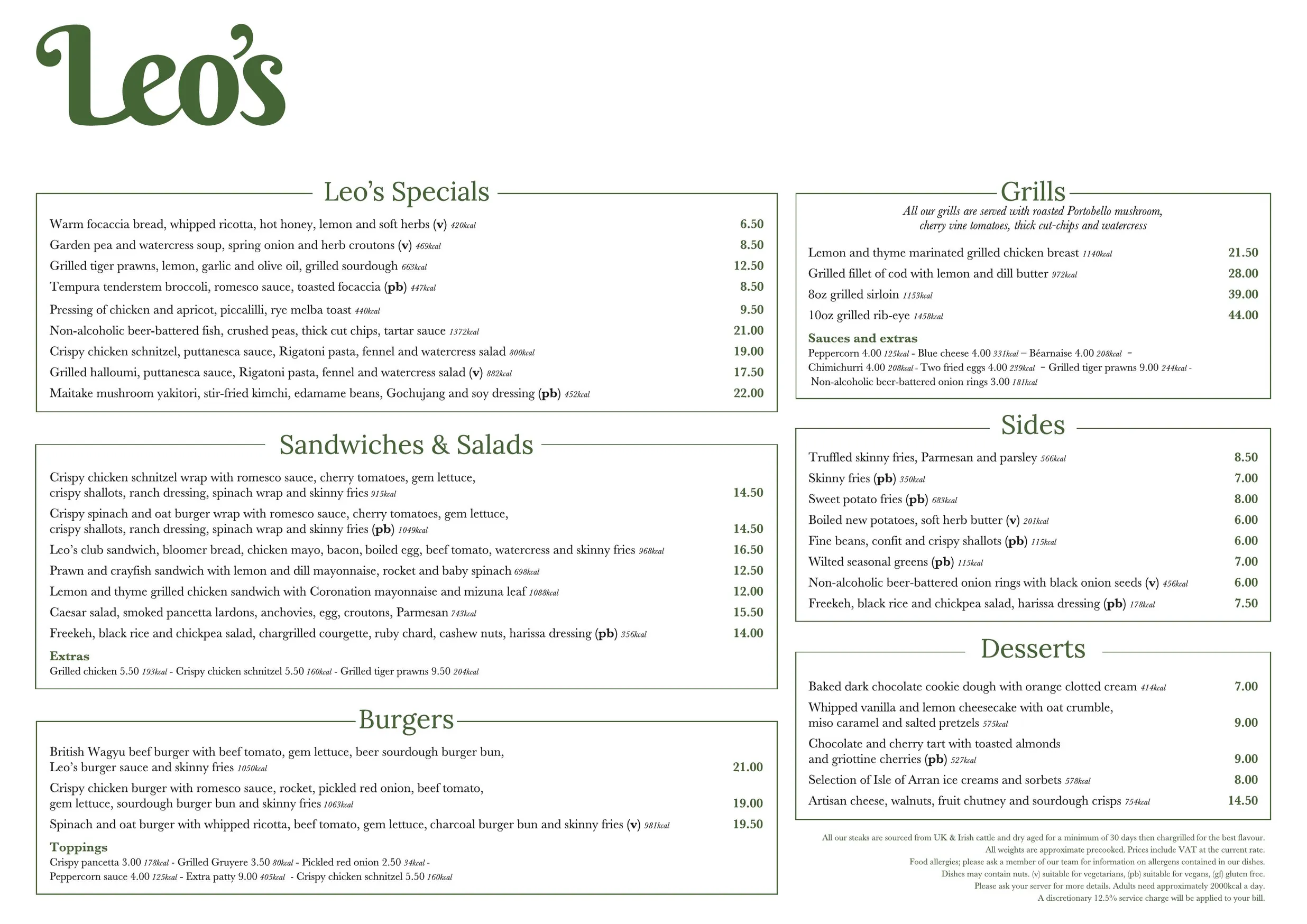 Leo's Bar at the Leonardo Royal Hotel Oxford menu, page 1