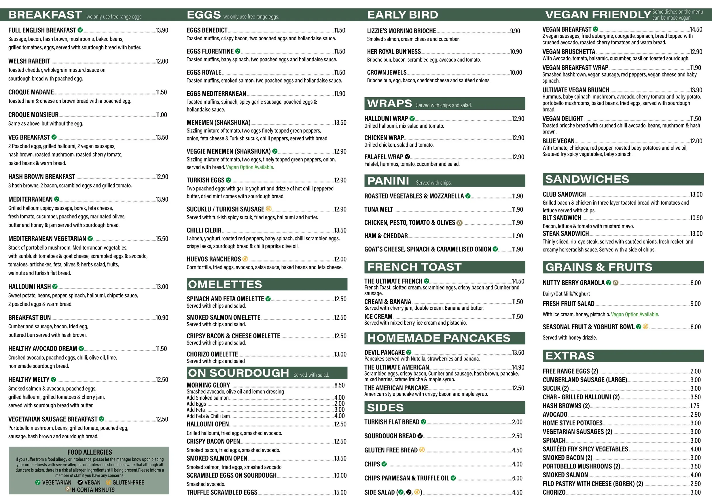 The Blue Legume menu, page 3