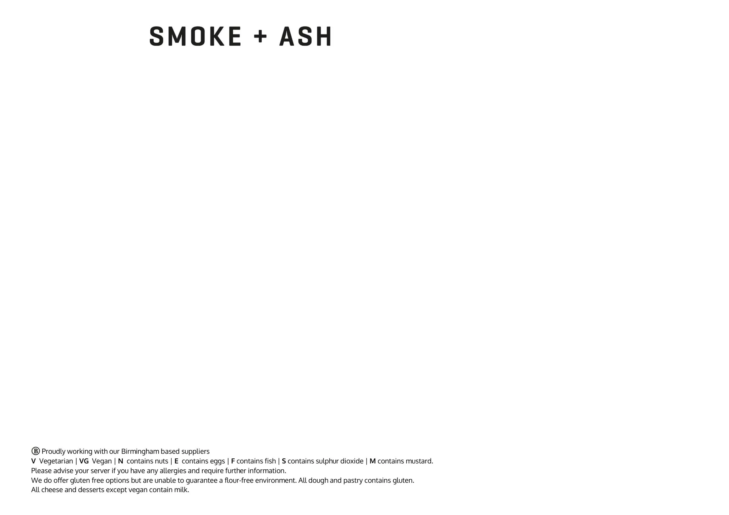 Smoke + Ash menu, page 4