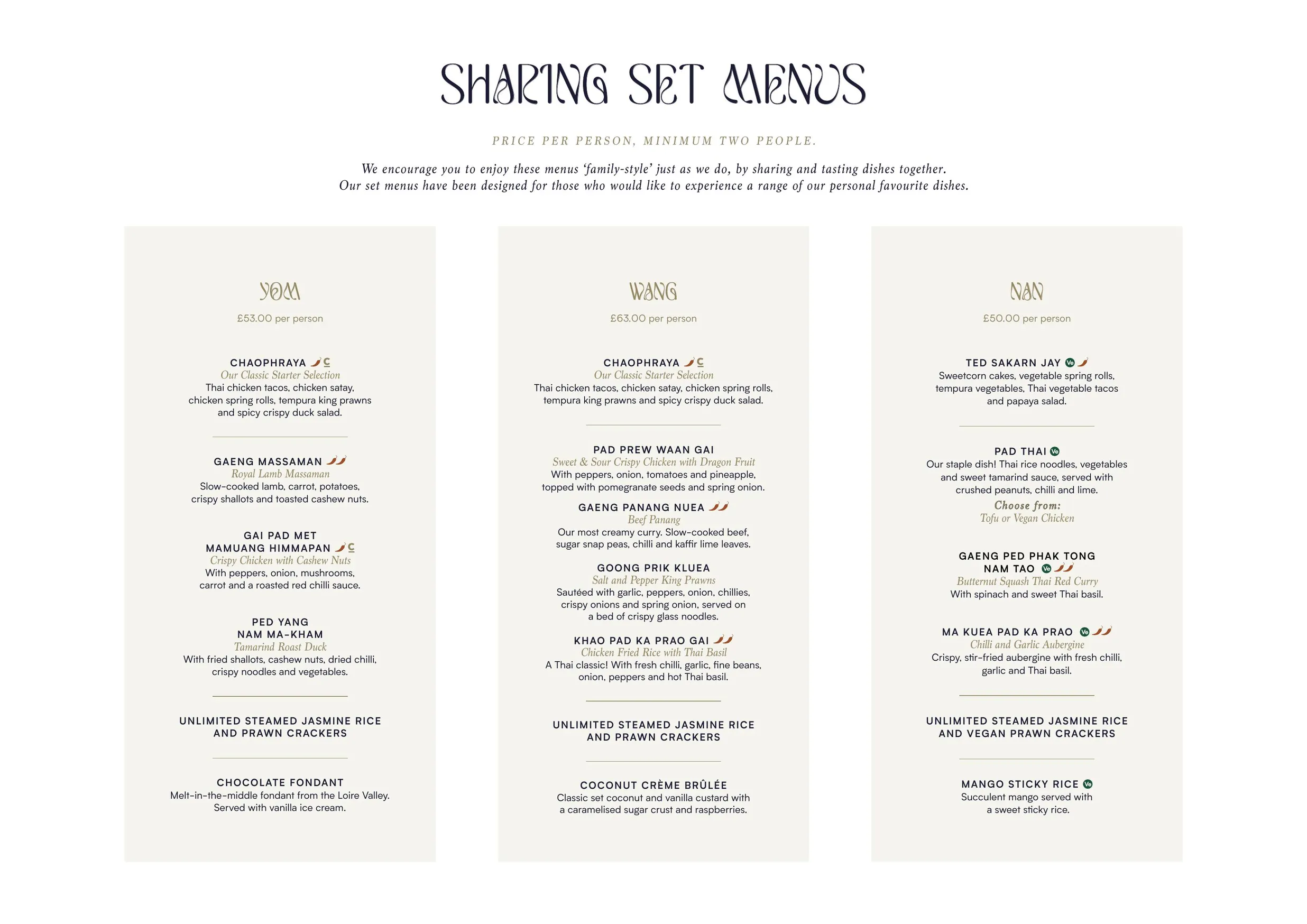 Chaophraya menu, page 2